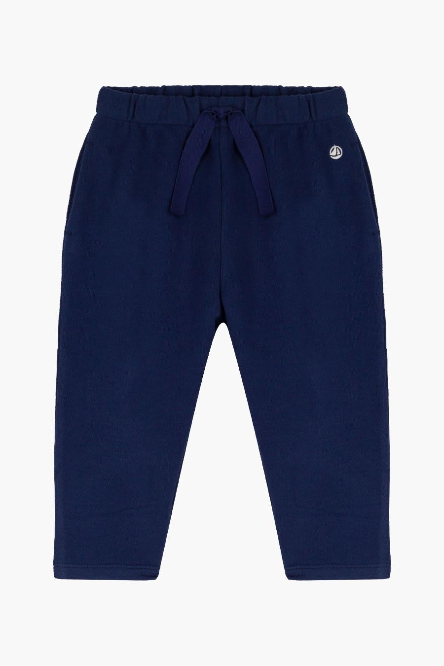 Petit Bateau Baby Boy Pants with Adjustable Tie Waist - Navy Blue Cotton Comfort for Playtime & Special Occasions