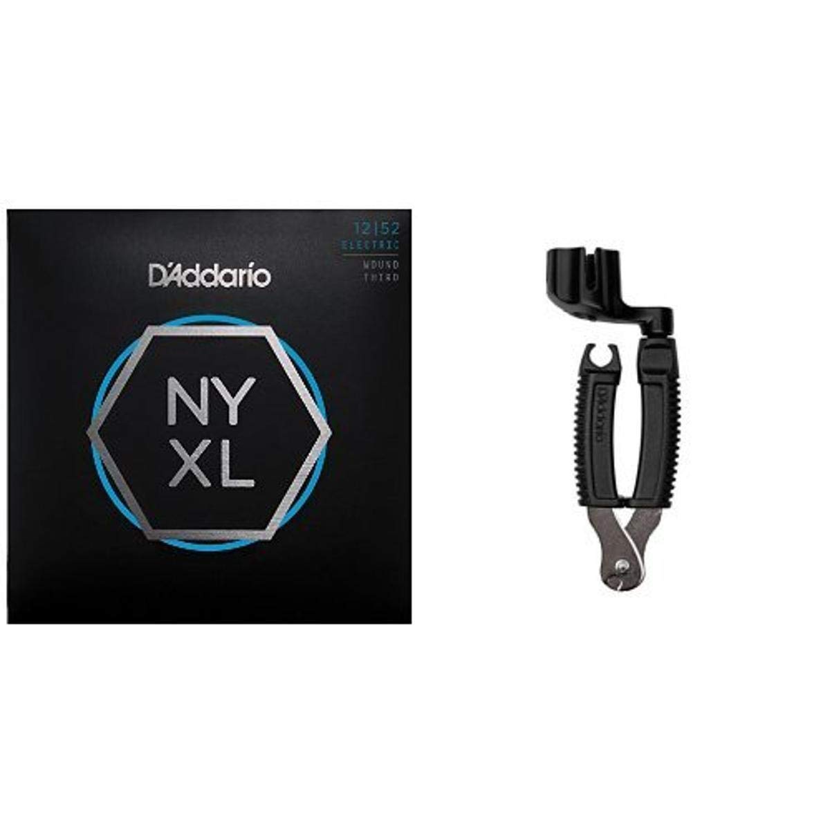 D'Addario NYXL1252W Electric Guitar Strings - Light Wound 3rd, 12-52 Gauge with Pro-Winder String Cutter Bundle | Premium Tone & Durability for Rock, Blues & Metal Guitarists | Perfect for Live Performances & Studio Recording