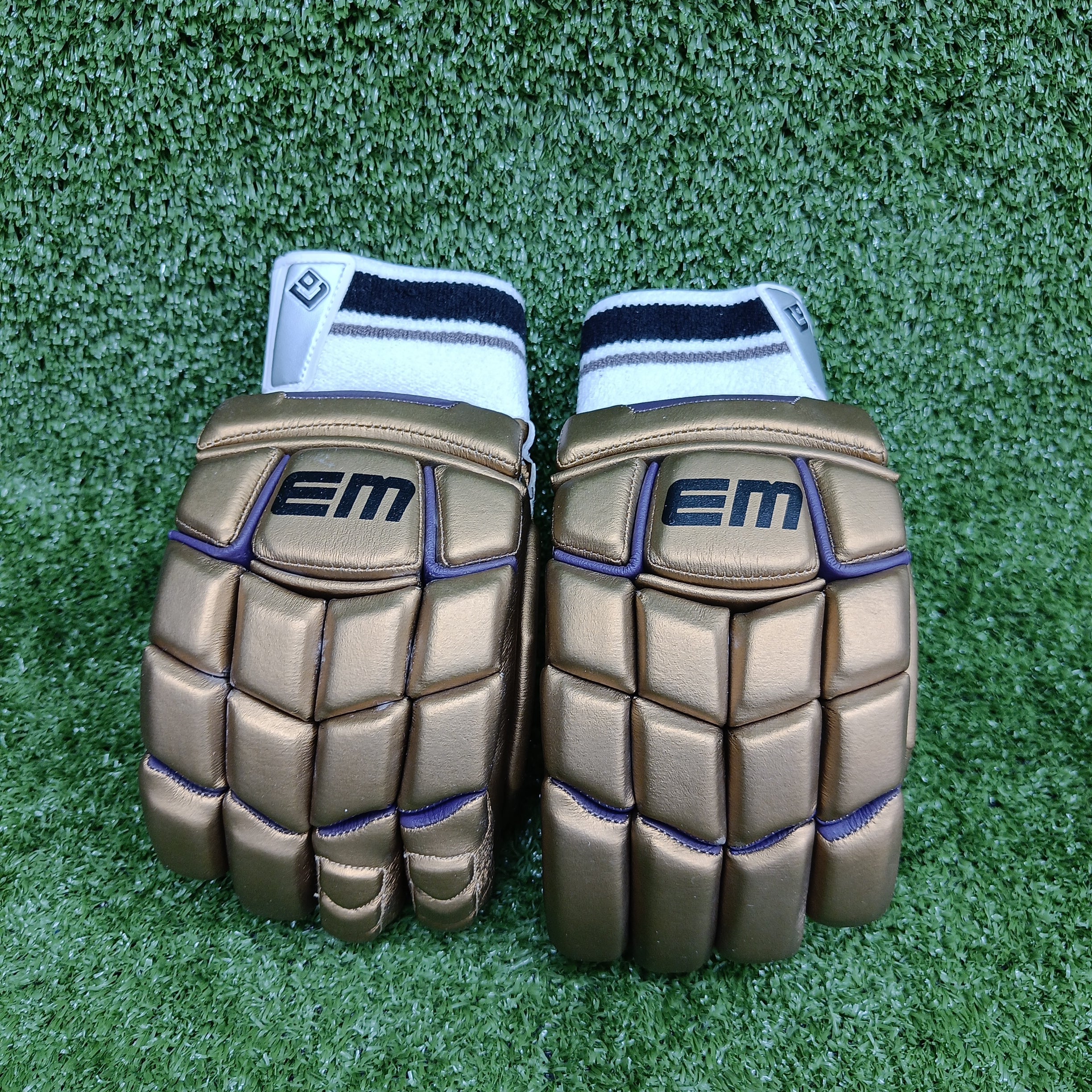 EM GT 1.0 Gold Adult Cricket Batting Gloves - Premium Leather Protection for Cricket Players - Perfect for Practice & Matches
