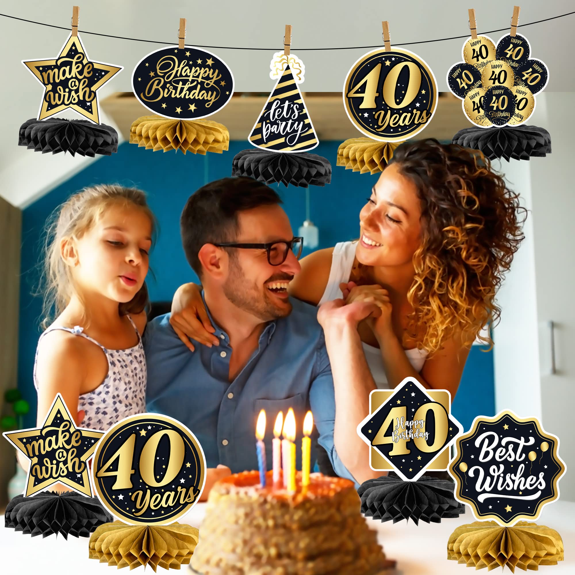 40th Birthday Table Centerpieces - Pack of 9 | Elegant 40th Birthday Decorations for Men & Women | Perfect for Party Tables, Home Celebrations & Milestone Events