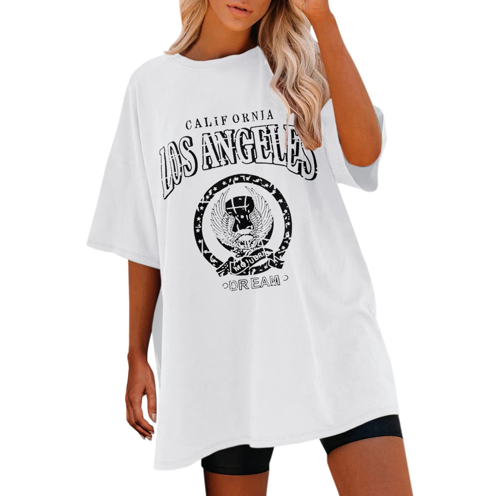 Funny Graphic Tees for Women - Oversized Short Sleeve Sun & Moon T-Shirt | Casual Streetwear, Summer Outfits, Festival Fashion