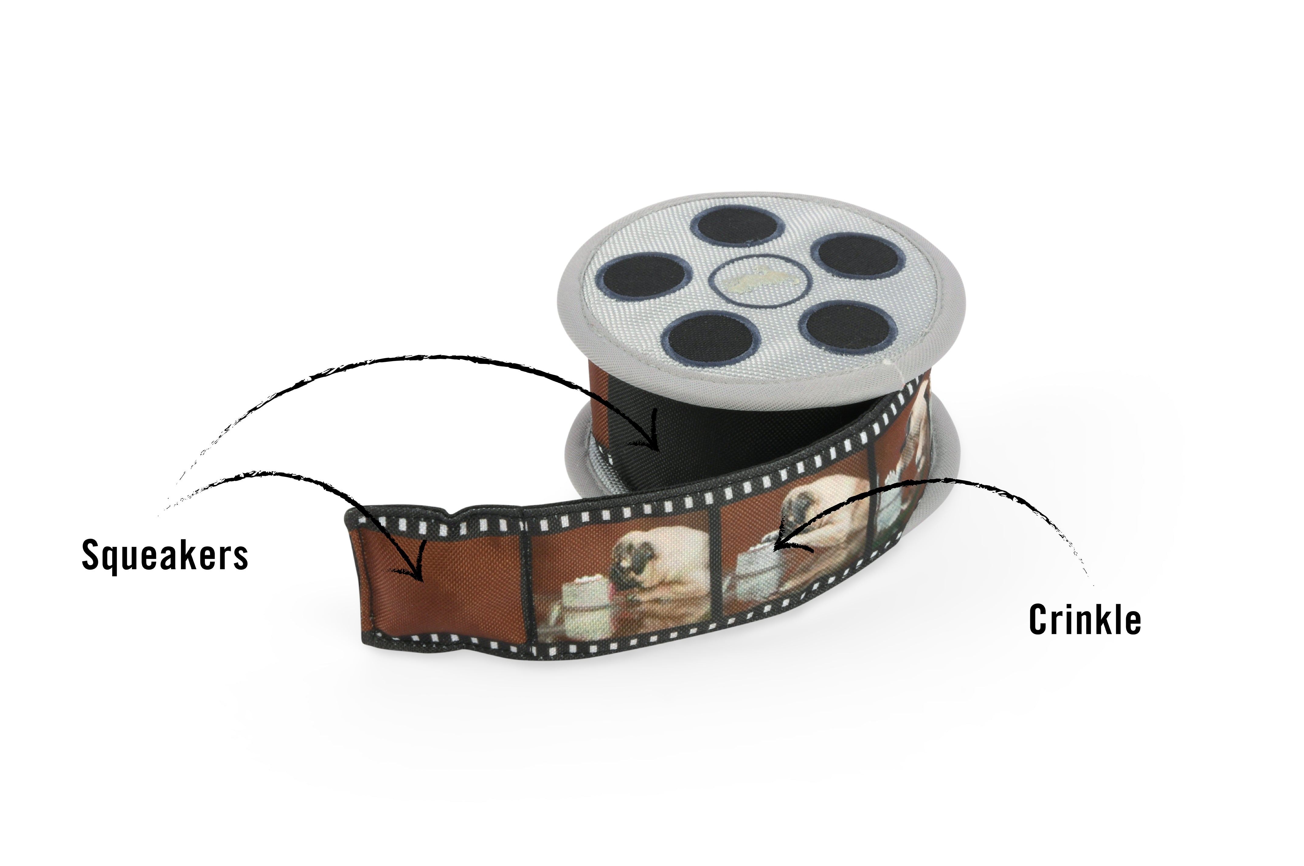 Hollywoof™ Dog Plush Toy with Film Reel Design - Durable Chew Toy for Small & Large Dogs - Perfect for Playtime, Training & Cuddling