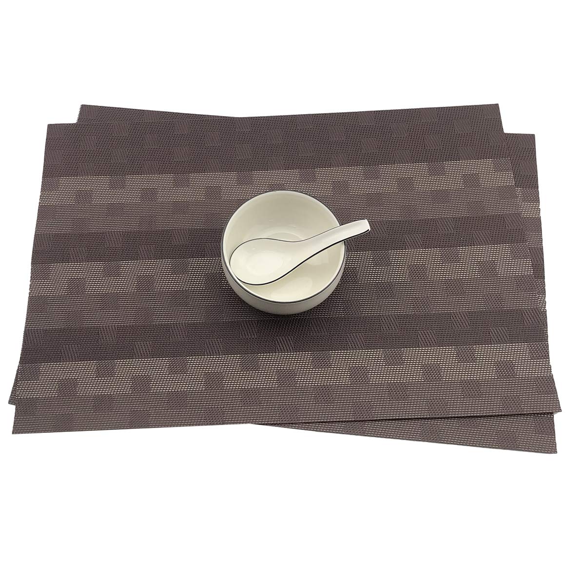 Gugrida Red PVC Placemats Set of 6 - Woven Vinyl Table Mats for Dining, Kitchen, and Party Decor - Waterproof & Durable Place Settings