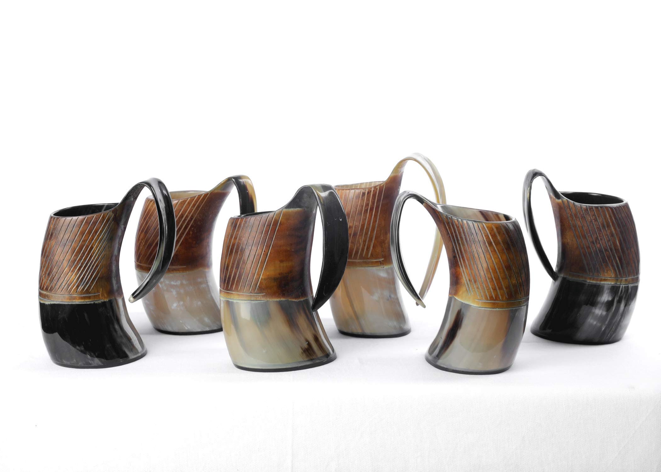 Authentic Handcrafted Viking Drinking Horn Mug Set of 6 - 20oz Medieval Beer, Ale & Mead Cups with Food-Safe Coating - Perfect for Renaissance Fairs, Medieval Themed Parties & Game of Thrones Fans