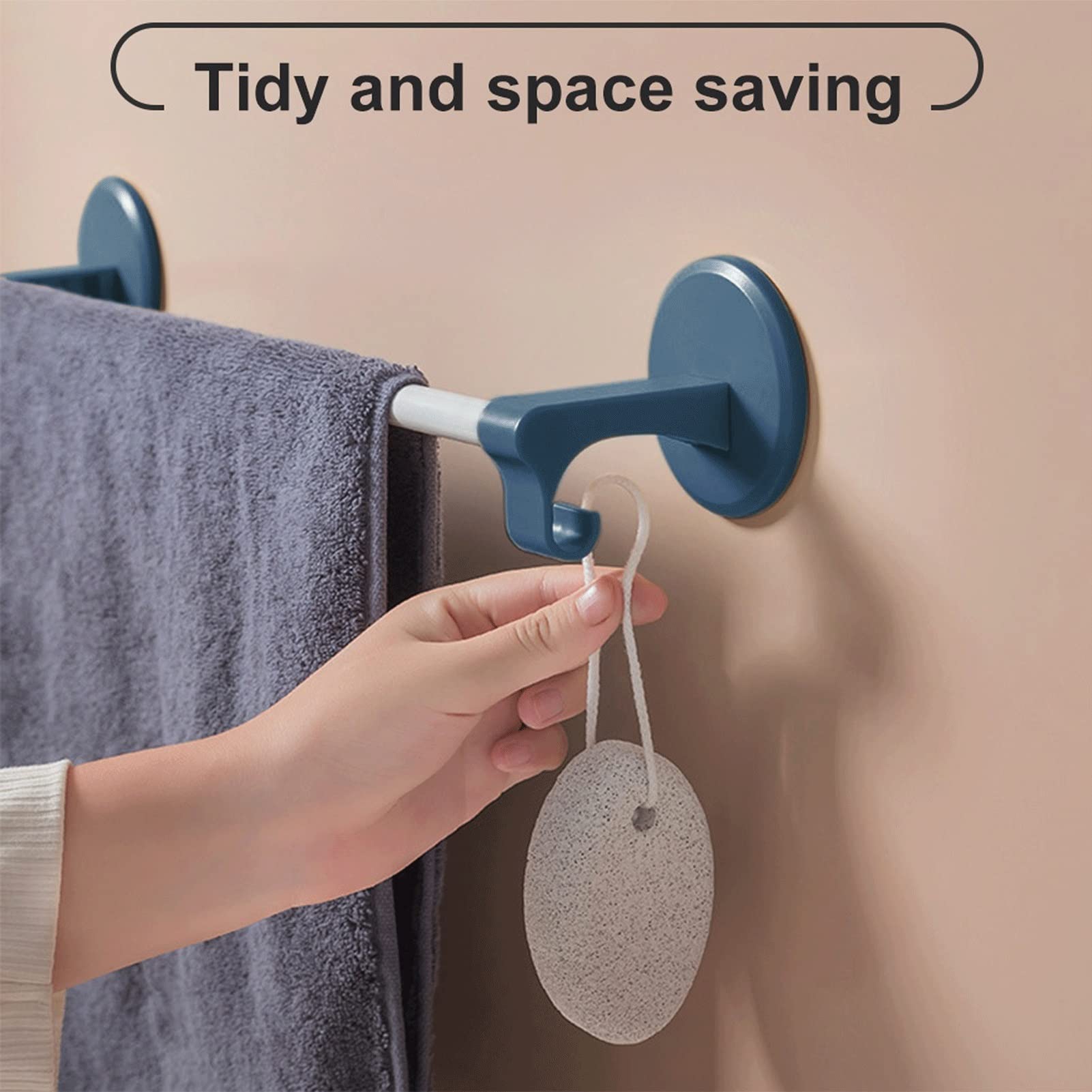 2Pcs Durable Plastic Kitchen Towel Rack with Shelf, Non-Perforated Bathroom Towel Bar, Space-Saving Organizer for Kitchen and Bathroom Storage