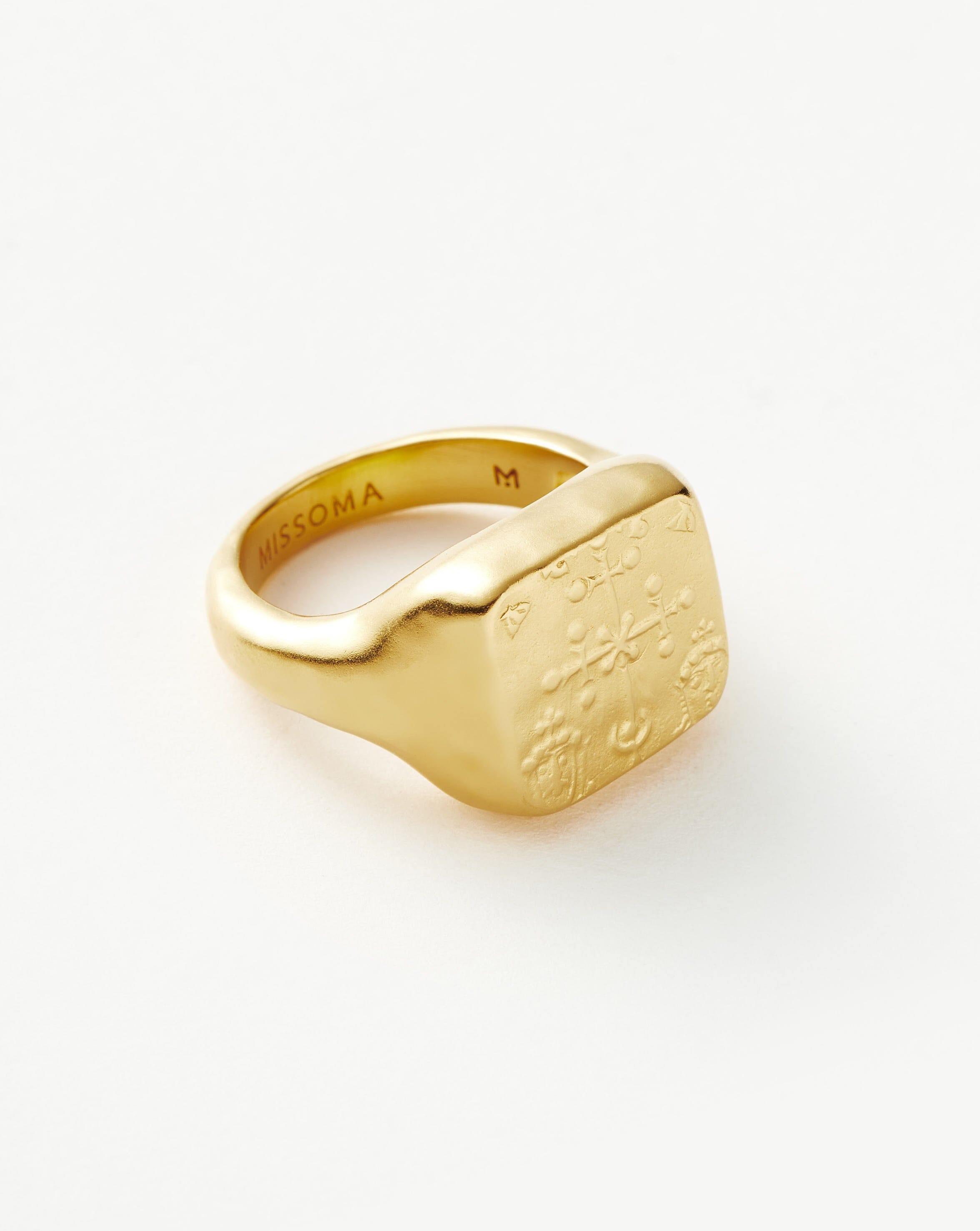 Lucy Williams Byzantine Coin Signet Ring - 18k Gold Plated Vintage Jewelry for Women | Perfect for Weddings, Parties & Special Occasions