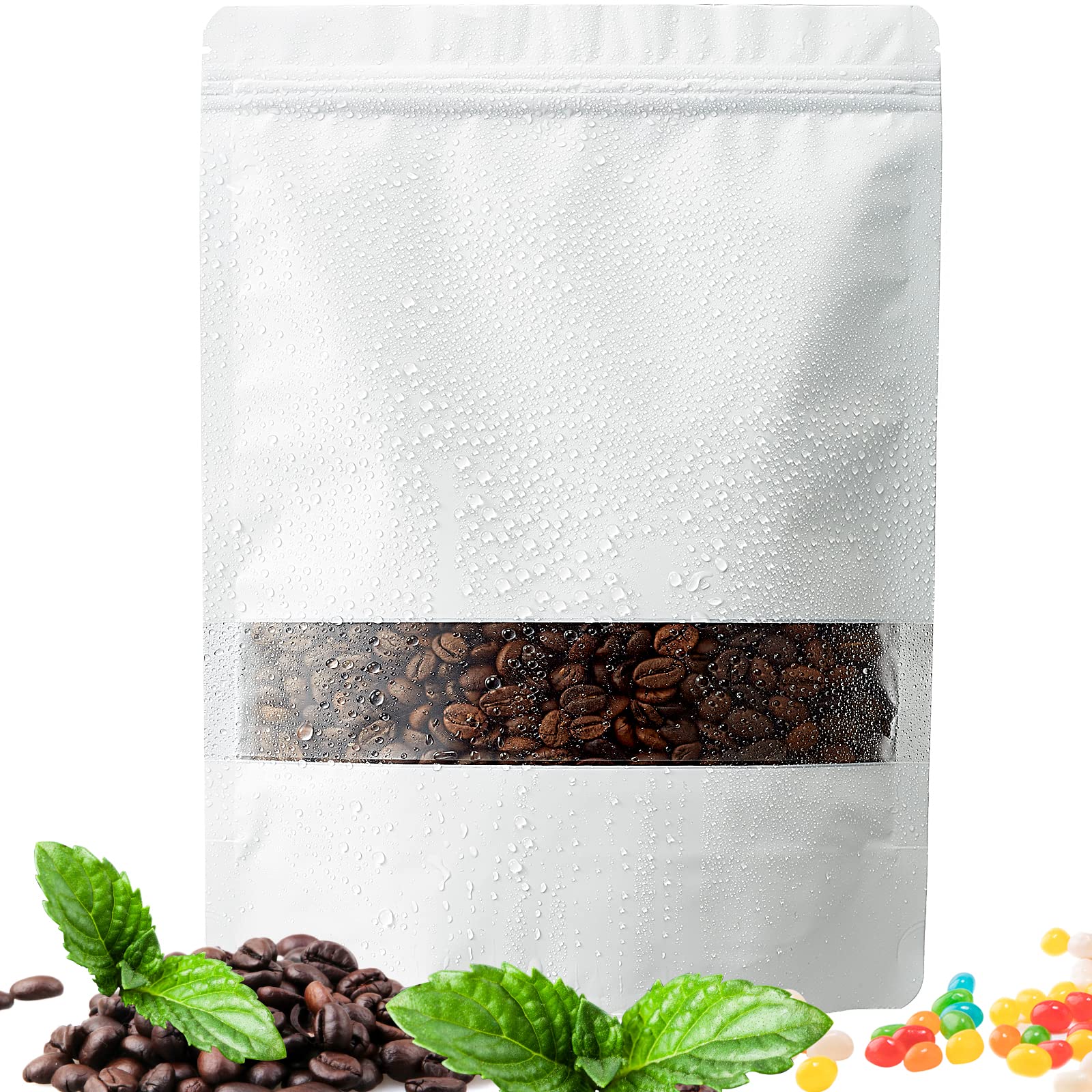 100 Pack Stand-Up Smell-Proof Bags with Clear Window - Airtight Food Storage Pouches for Candy, Edibles & Small Business Packaging | Perfect for Bakery Treats, Cannabis Products & Retail Display