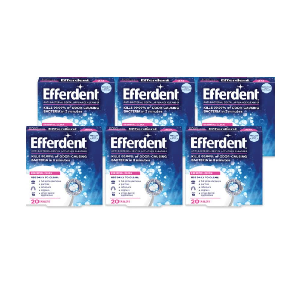 Efferdent Denture Cleanser Tablets - Complete Clean for Retainers, Dentures & Dental Appliances, 44 Count (Pack of 6) | Freshens & Removes Stains for Daily Oral Care