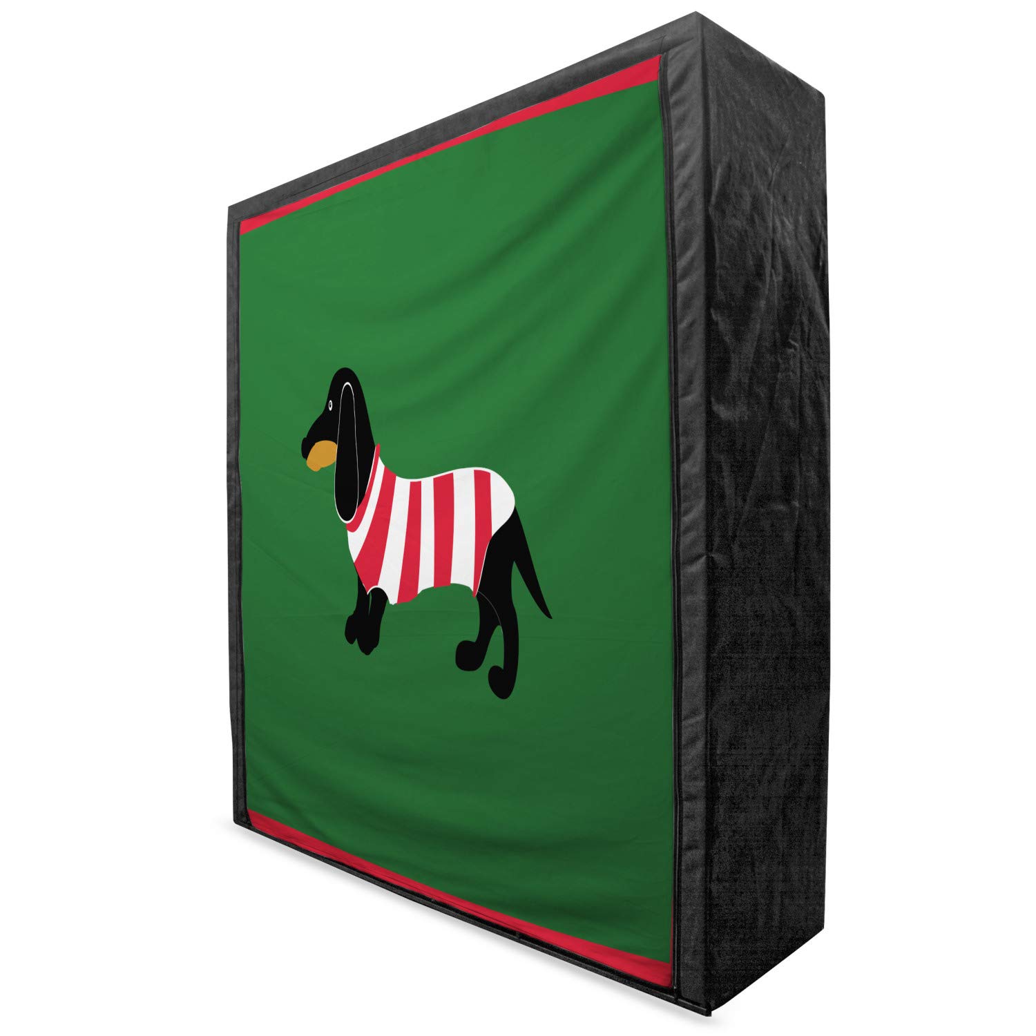 Ambesonne Portable Fabric Wardrobe with Dachshund Cartoon Design - Funny Dog in Striped Shirt - 59