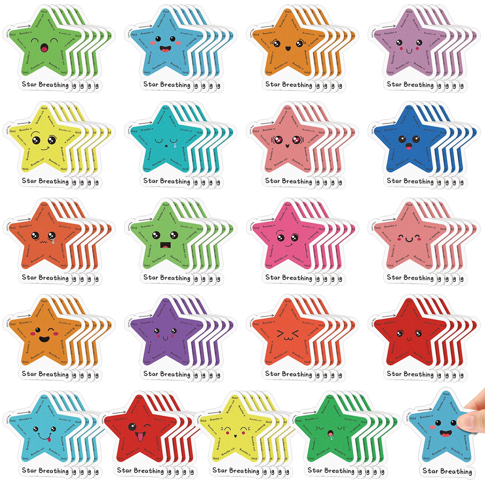 100 Pcs Sensory Strips for Anxiety Relief - Calming Mindfulness Stickers with Different Textures, Fidget Stress Relief Tools for Adults, Desk & Office Anxiety Management (Star Pattern) - Perfect for ADHD, Autism & Mental Health Focus