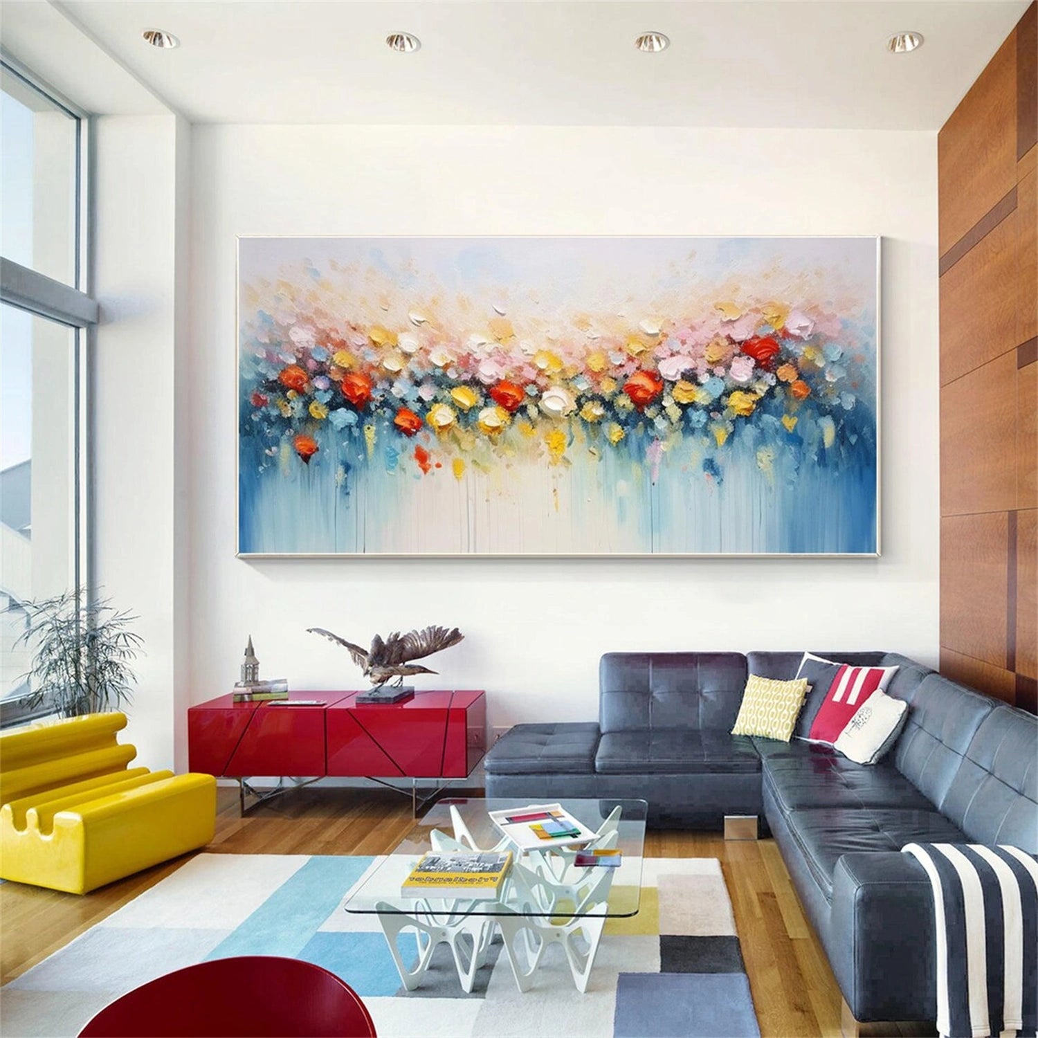 Beautiful Flower and Tree Painting - #FT160 Wall Art for Home Decor, Living Room, Bedroom & Office