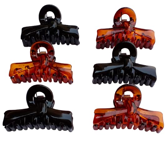 9SR SELECTION Korean Transparent Lightweight Hair Claw Clips for Women & Girls - Black & Brown (4-Pack) | Perfect for School, Work, Gym & Everyday Hairstyles