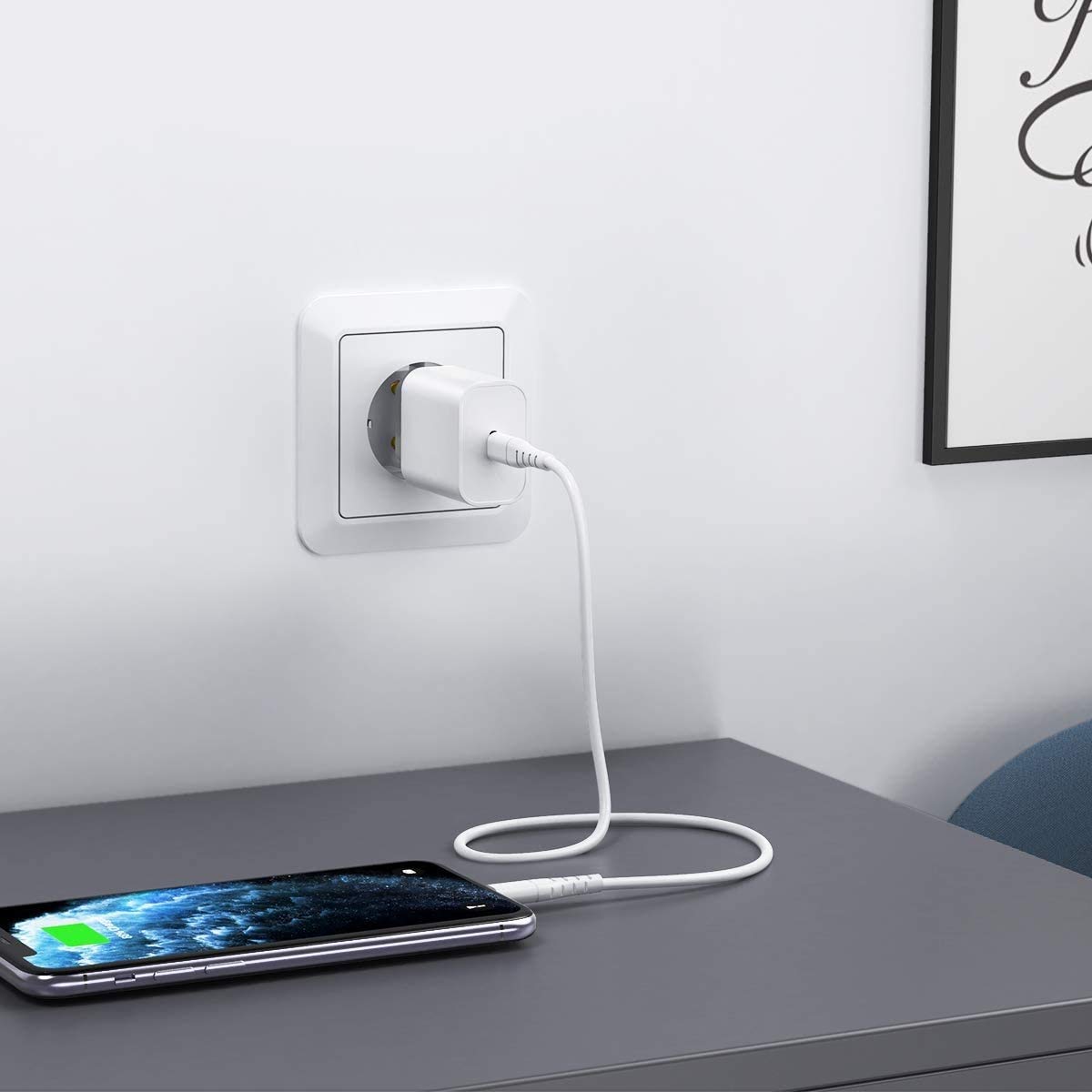 20W Fast Wall Charger for iPhone 16/15/14/13/12/11/X/8 & More - USB C Power Adapter with PD Quick Charge - Compact Portable Charging Block for Home, Office, Travel & Car Use - Phonillico®