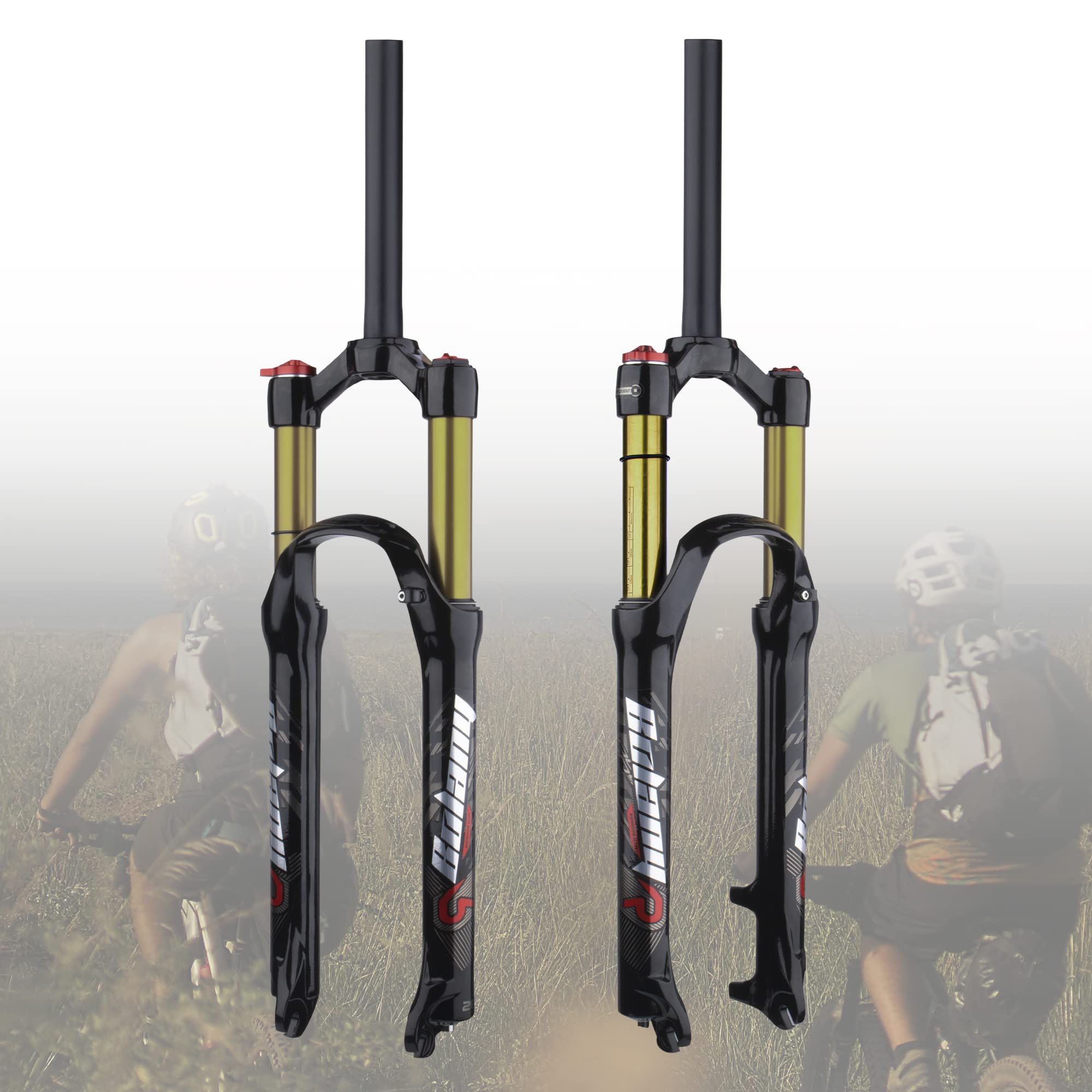 BOLANY 26/27.5/29 Inch MTB Air Suspension Fork - 120mm Travel, Rebound Adjust, 1/8 Straight/Tapered Tube, Manual/Remote Lockout, QR 9mm Front Fork for Mountain Biking & Trail Riding