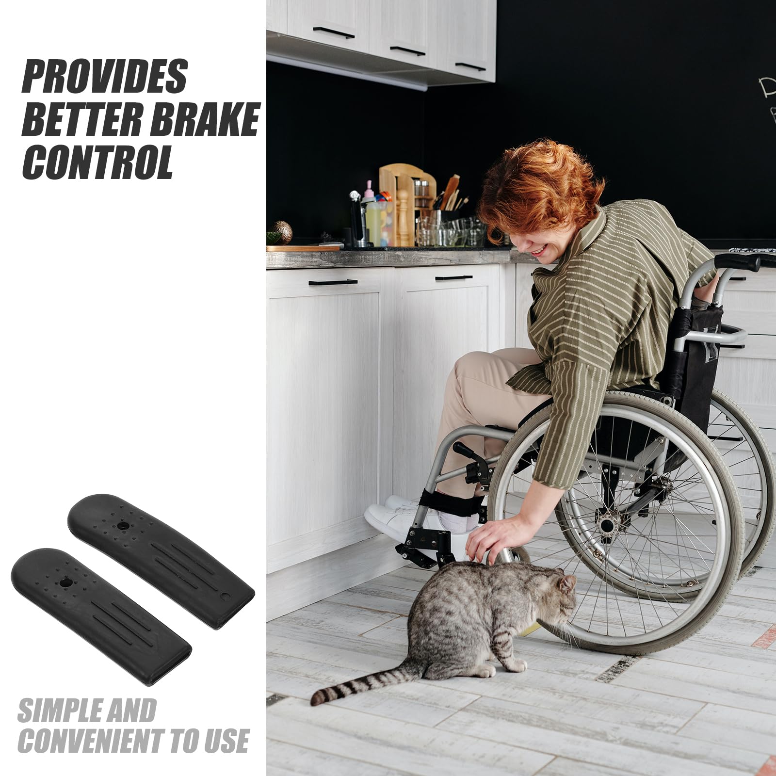 Wheelchair Brake Handle Cover Replacement - Durable Rubber Tips for Wheelchair & Rollator Walkers - Wheel Lock Accessories for Safety & Comfort - Ideal for Home Care & Mobility Assistance