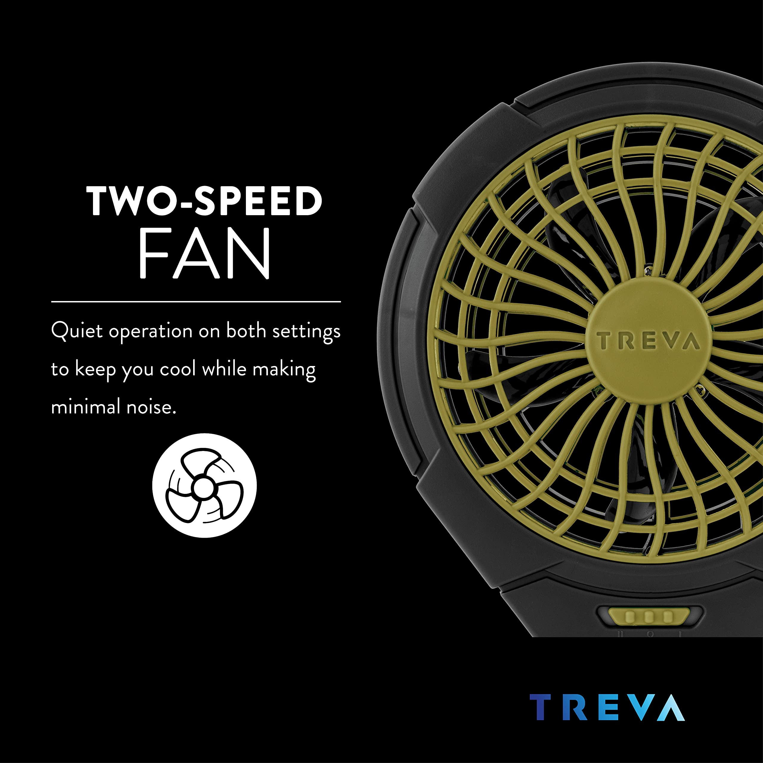 Treva 5 Inch Portable Battery Operated Clip Fan - USB Rechargeable Personal Desk Fan for Travel, Outdoor, Camping, Office & Home Use - Compact Cooling Fan with Strong Clamp for Tents, Strollers & Workstations