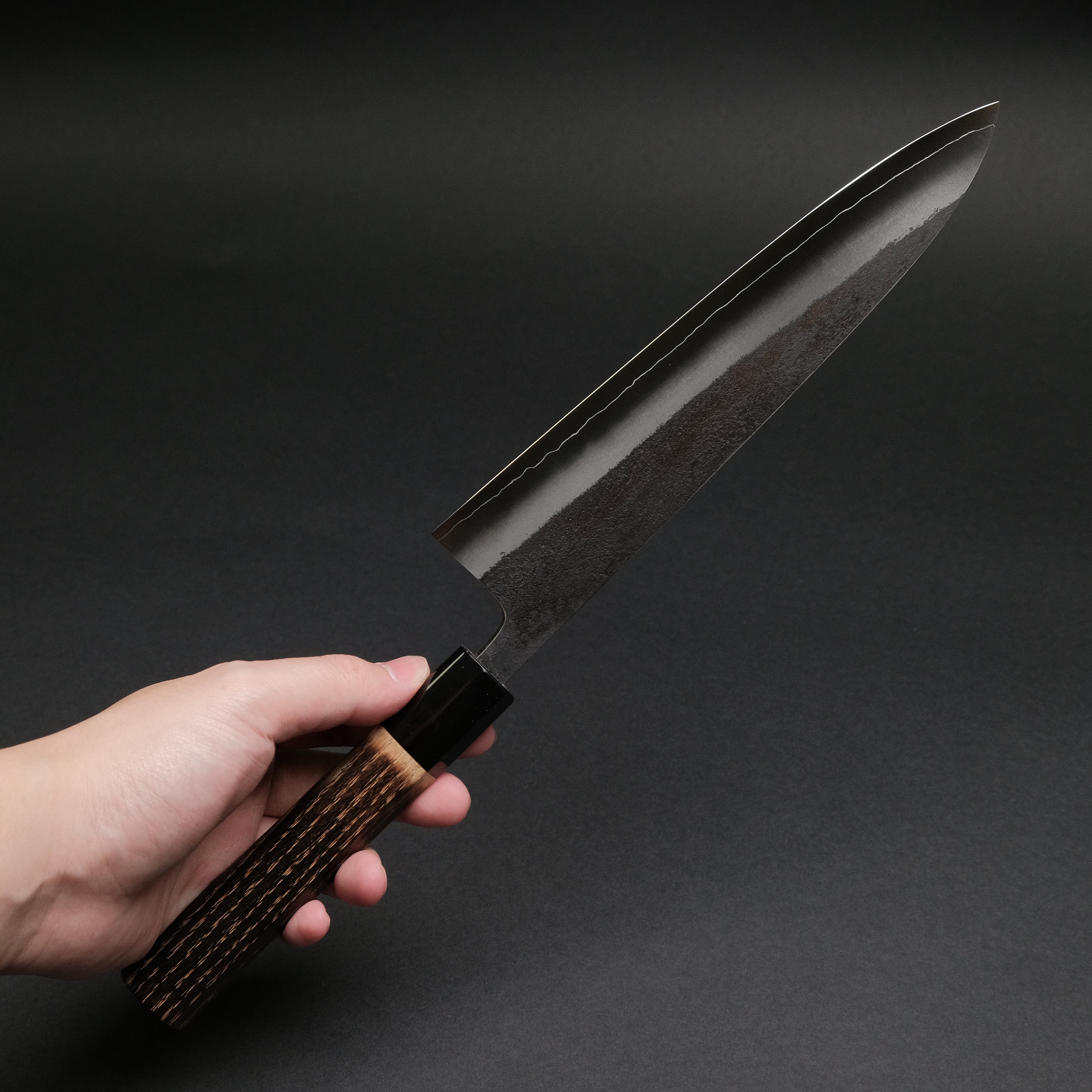 Premium Konosuke Madei Sumiiro SLD Gyuto 210mm Japanese Chef Knife - High Carbon Stainless Steel Blade with Burnt Chestnut Handle - Perfect for Sushi, Meat Slicing & Professional Kitchen Use