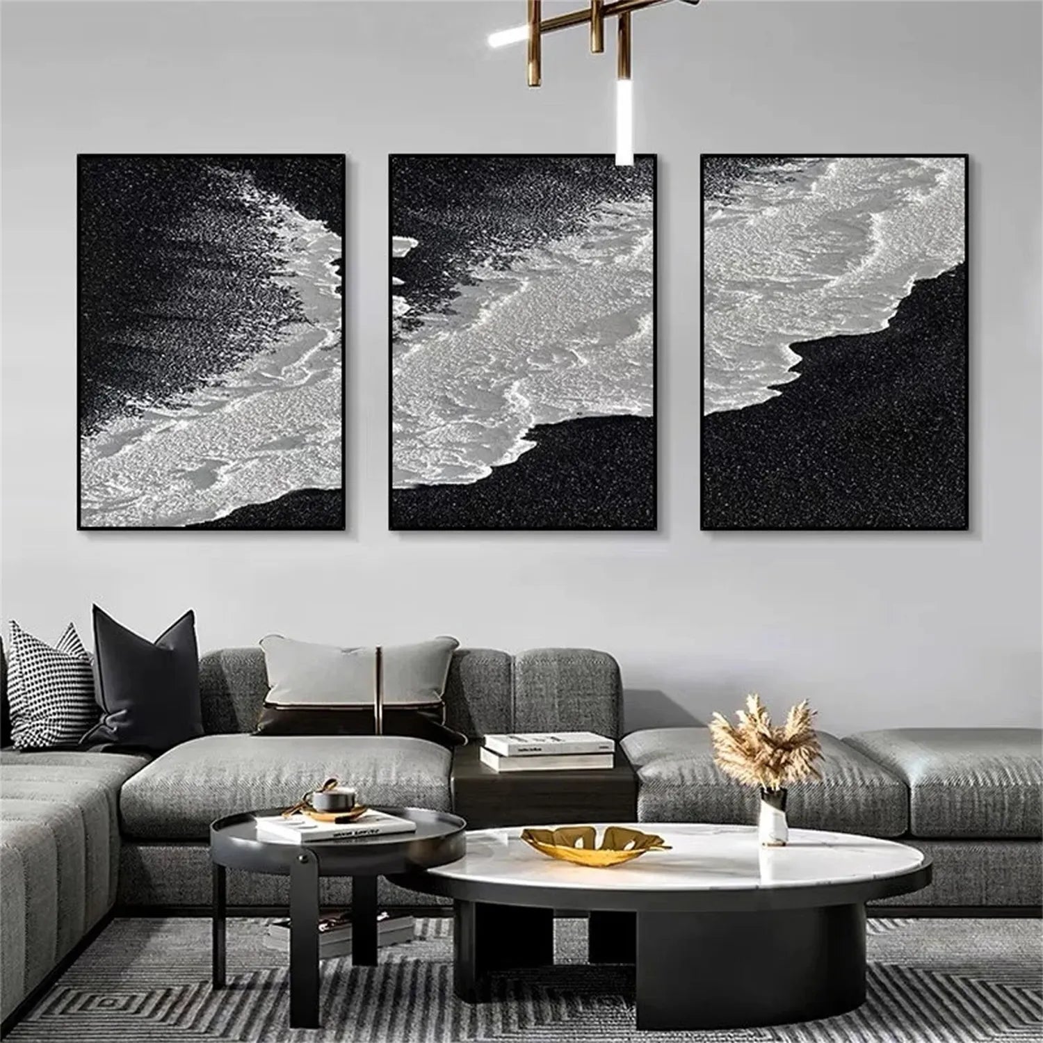 Ocean and Sky Painting Set of 3 - Coastal Wall Art for Living Room, Bedroom & Office Decor | Modern Beach Landscape Canvas Prints | #OS211
