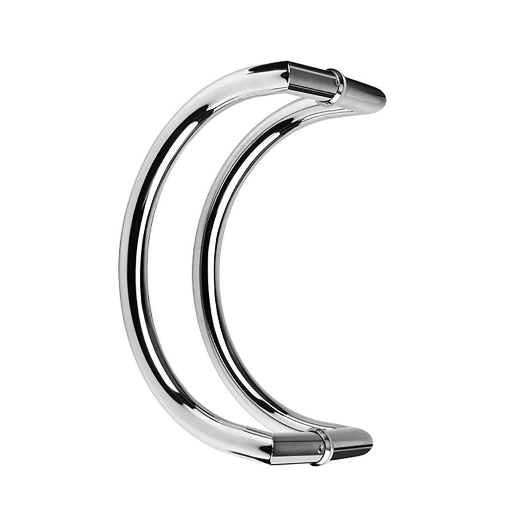 FMOGE Semi-Circular Door Handle - Premium Electroplated Stainless Steel Glass Door Handle for Push-Pull Doors (155-310mm) - Ideal for Malls, Offices & Modern Homes