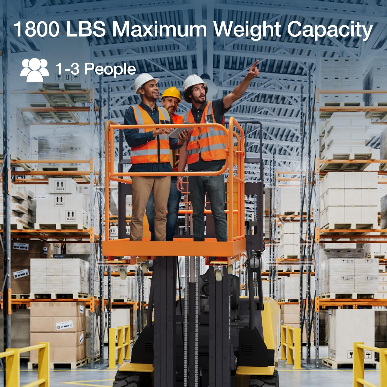 **GARVEE 36x36 Foldable Forklift Safety Cage - 1200lbs Capacity Work Platform with Protective Guardrail & Drain Hole - Ideal for Aerial Work, Warehouse, and Construction Use**