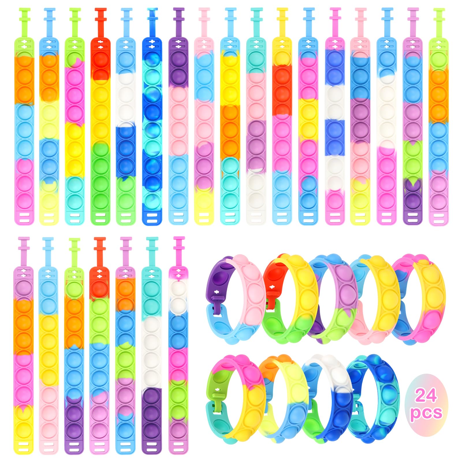 Pop It Push Bubble Fidget Sensory Toy Bracelet - Stress Relief & Anxiety Relief for Kids & Adults - Perfect for Classroom, Office, Travel & Home Use