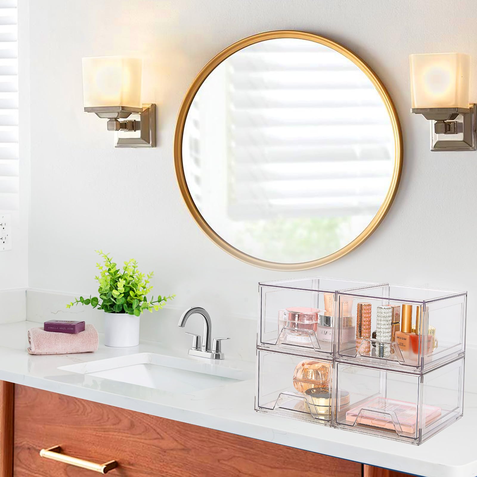4 Pack Stackable Acrylic Makeup Organizer - 4.4