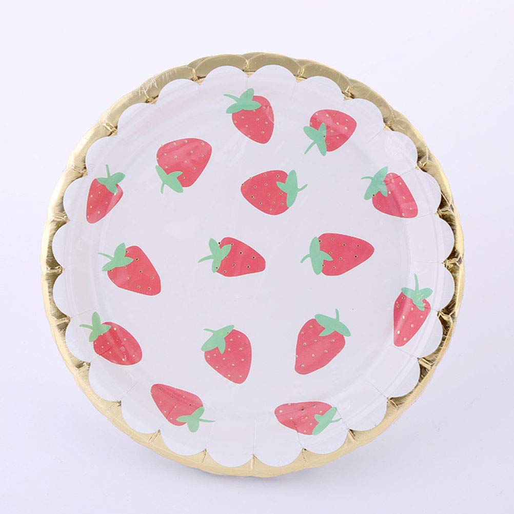 20-Pack 7-Inch Disposable Strawberry Paper Plates - Eco-Friendly Party Tableware for Birthday, Picnic, BBQ & Fruit Serving - Bulk Supplies for Events & Gatherings