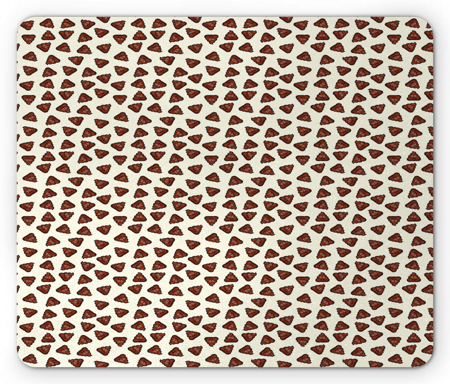 Ambesonne Funny Poop Emoticon Mouse Pad - Non-Slip Rubber Gaming Mousepad with Humorous Cartoon Design, Standard Size (Ivory/Dark Rust) for Office, Home & Gaming Setup