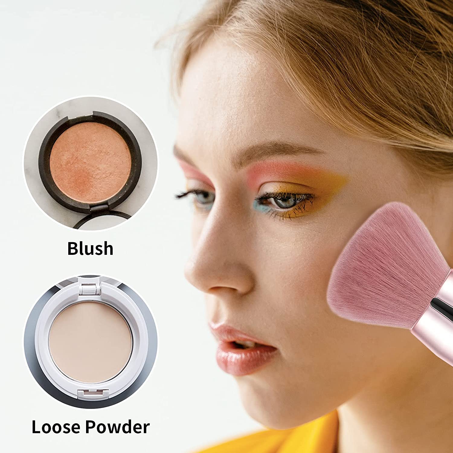 INOG Nail Art Dust Powder Remover Brush - Soft Kabuki Makeup Brush for Nail Cleaning & Makeup Application (Pink) | Perfect for Nail Salons, Home Manicures & Professional Makeup Artists