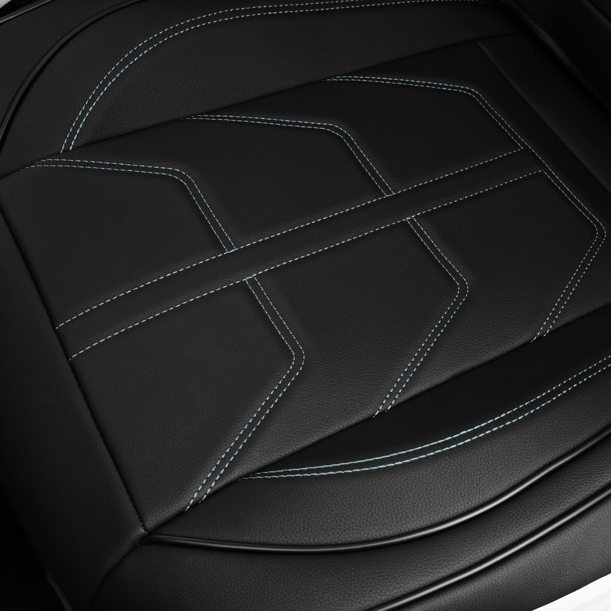 Premium TLH Bionic70 Deluxe Faux Leather Blue Car Seat Covers - 2-Pack Universal Fit Front Seat Covers for Cars, Trucks & SUVs | Waterproof Seat Protector with Contrast Stitching | Perfect for Daily Commute, Road Trips & Family Travel