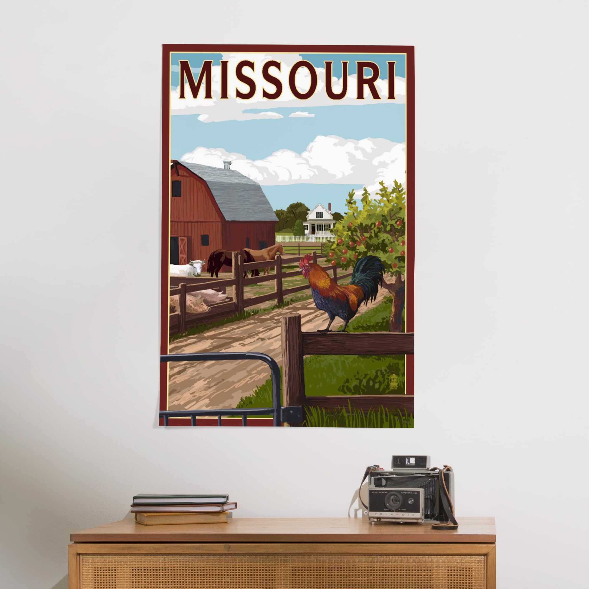 Lantern Press 24x36 Inch Giclee Art Print - Missouri Barnyard Scene Wall Decor | Farmhouse & Rustic Home Decoration for Living Room, Bedroom or Office