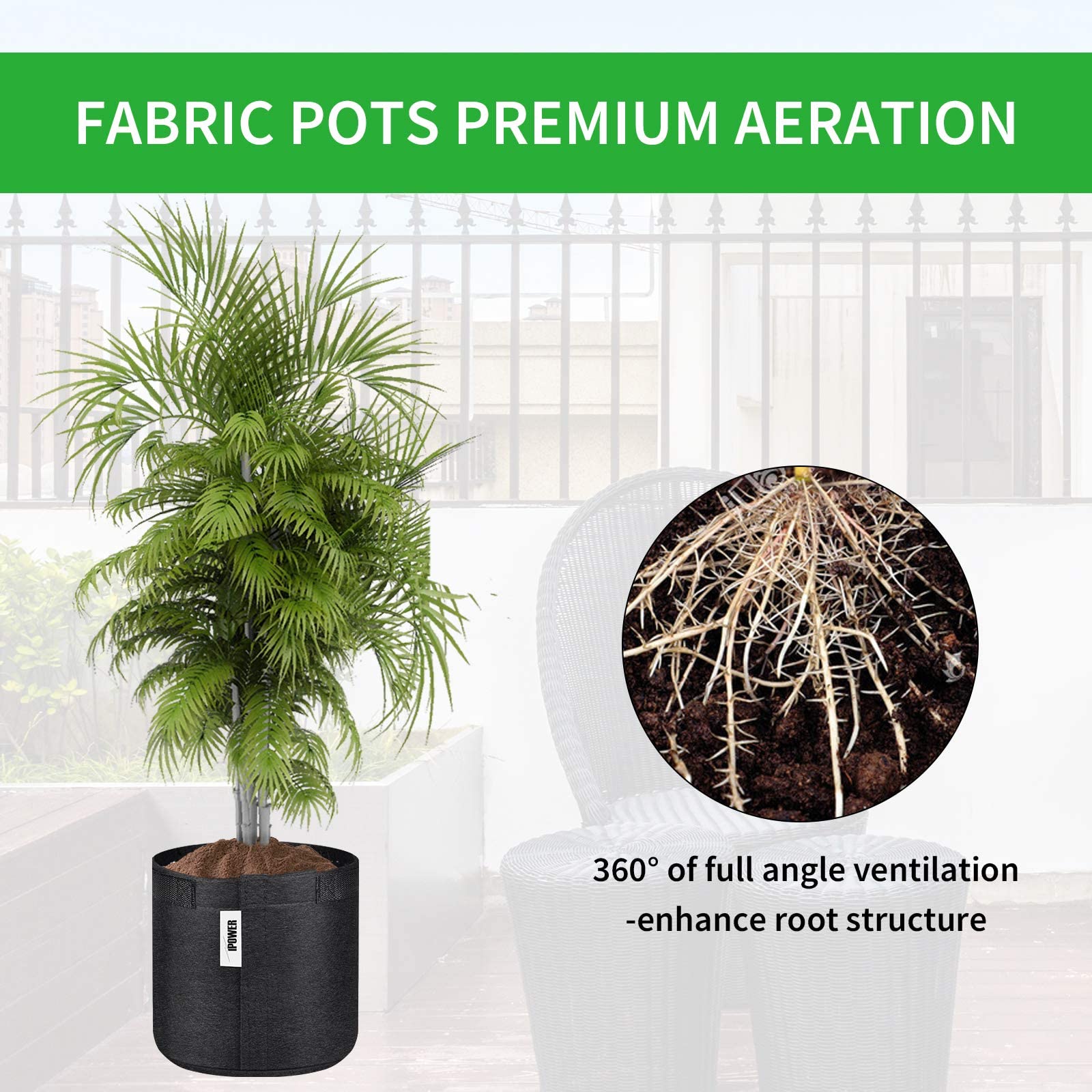 iPower 5-Pack 1 Gallon Fabric Grow Bags - Breathable Nonwoven Plant Pots with Self-Adhesive Sides for Easy Transplanting - Ideal for Vegetables, Flowers, Herbs & Indoor/Outdoor Gardening