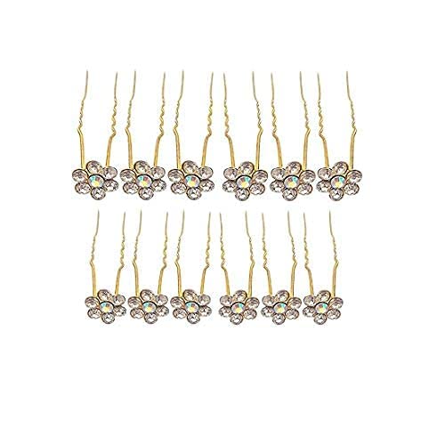 Golden Flower Hair Pins for Women & Girls - 12pcs Boxo Juda Hair Clips, Elegant Floral Hair Accessories for Weddings, Parties & Everyday Styling
