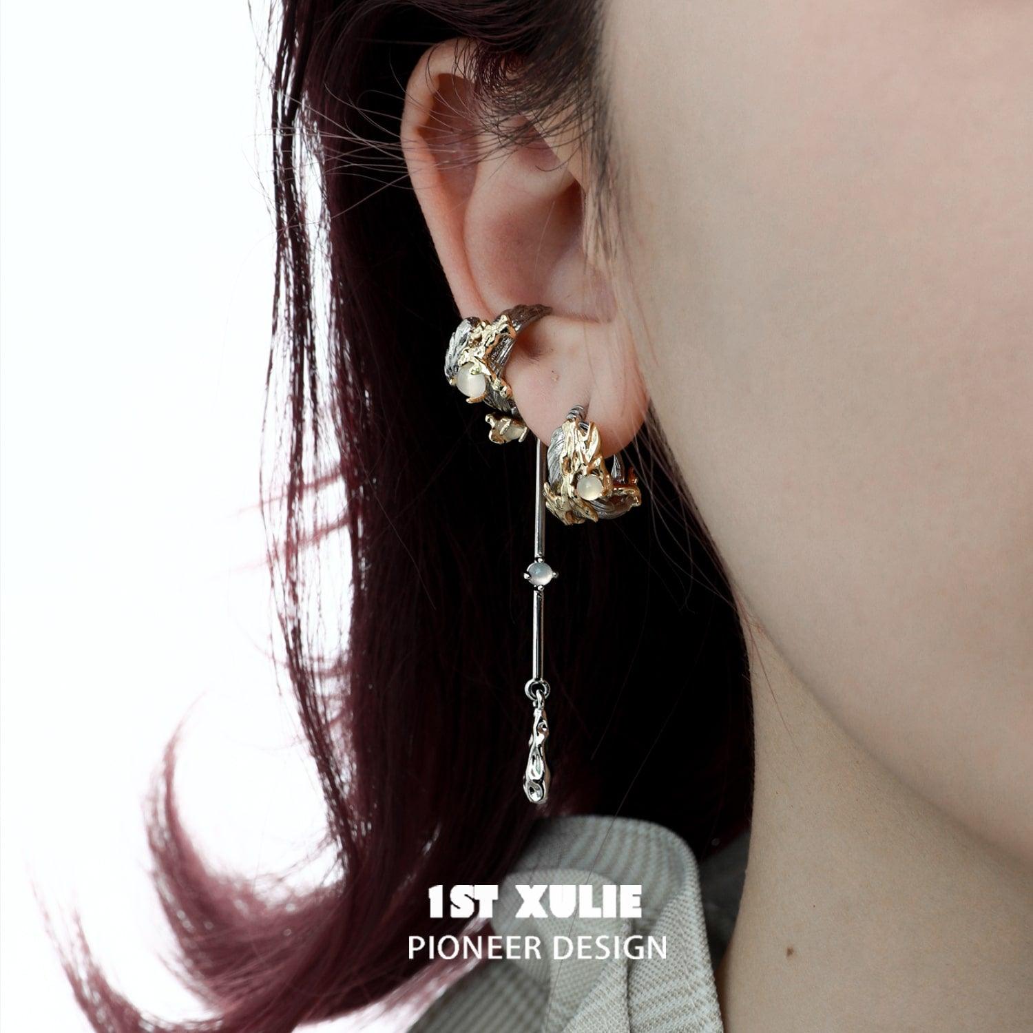 Lucifer S925 18K Gold Feather Earrings for Women - Elegant Dangle Drop Earrings for Party, Wedding & Evening Wear