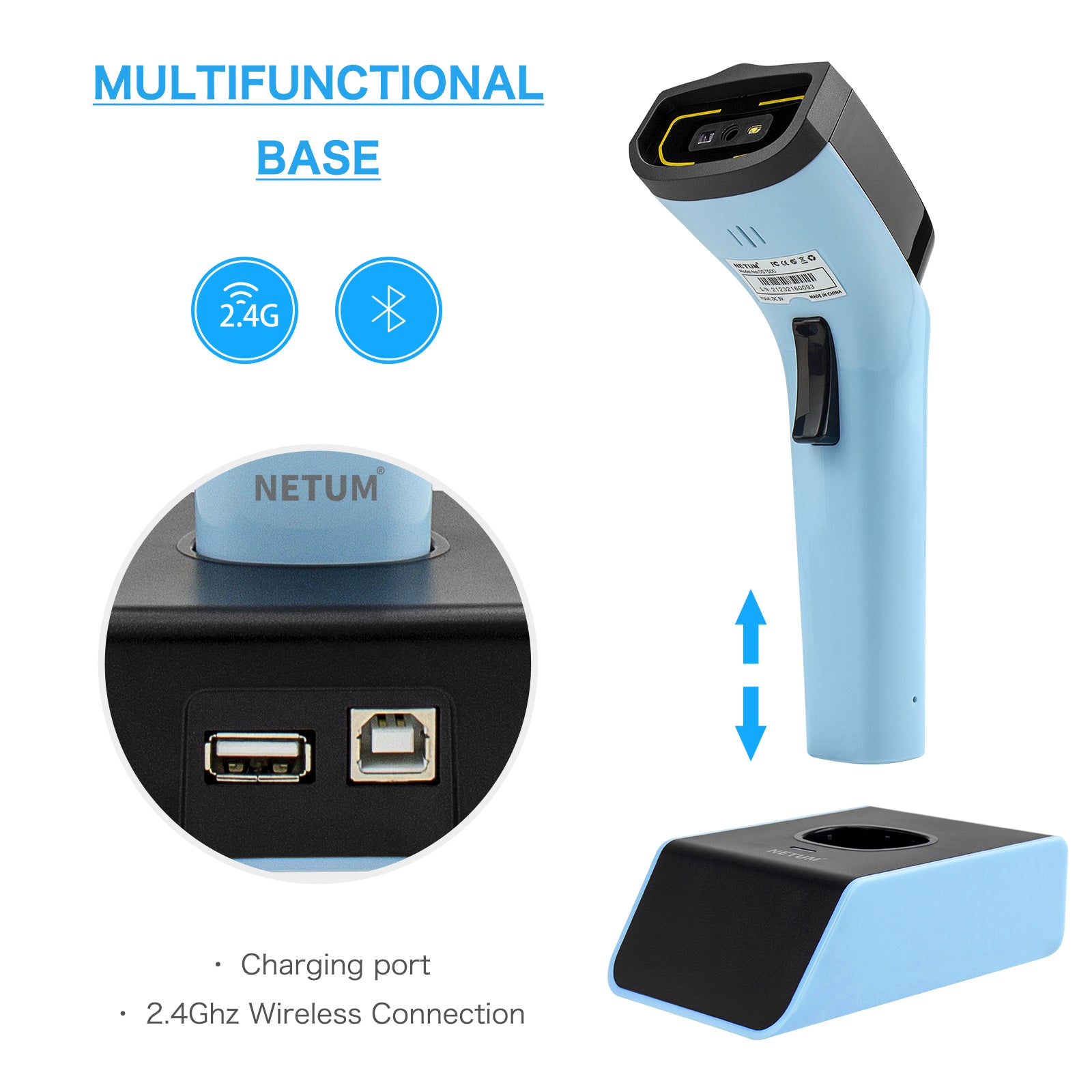 DS7500 2D Wireless Barcode Scanner - Fast & Accurate Bluetooth Handheld Scanner for Retail, Warehouse, Inventory Management - Ideal for Supermarkets, Logistics & Small Businesses
