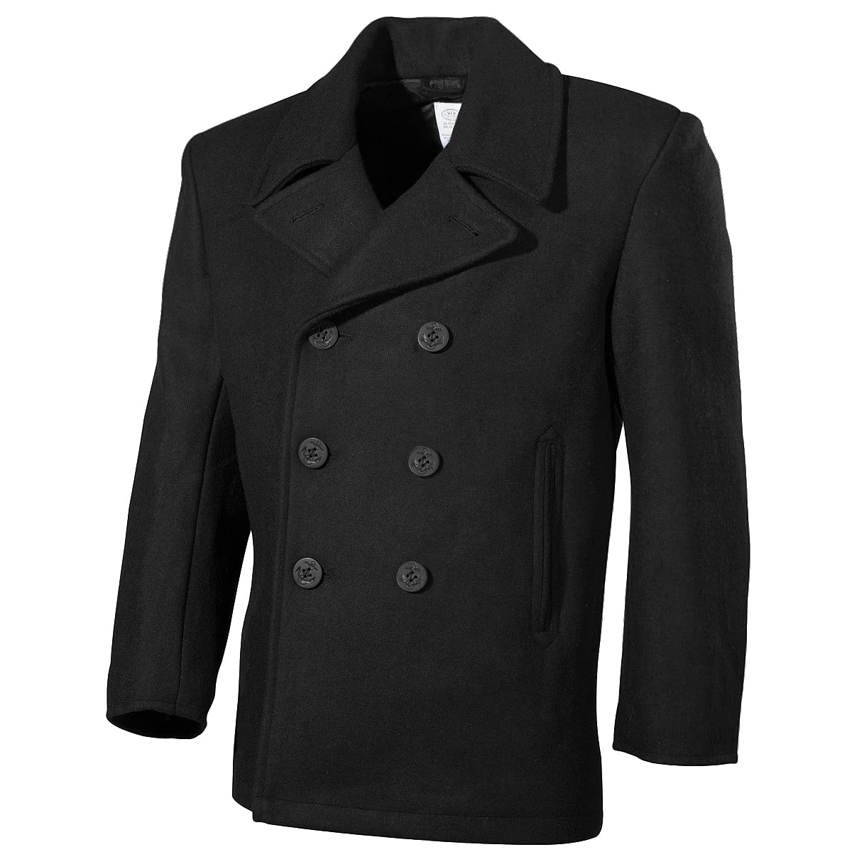 Men's US Navy Pea Coat - Classic Black Wool Winter Overcoat for Business & Casual Wear | Formal & Outdoor Use