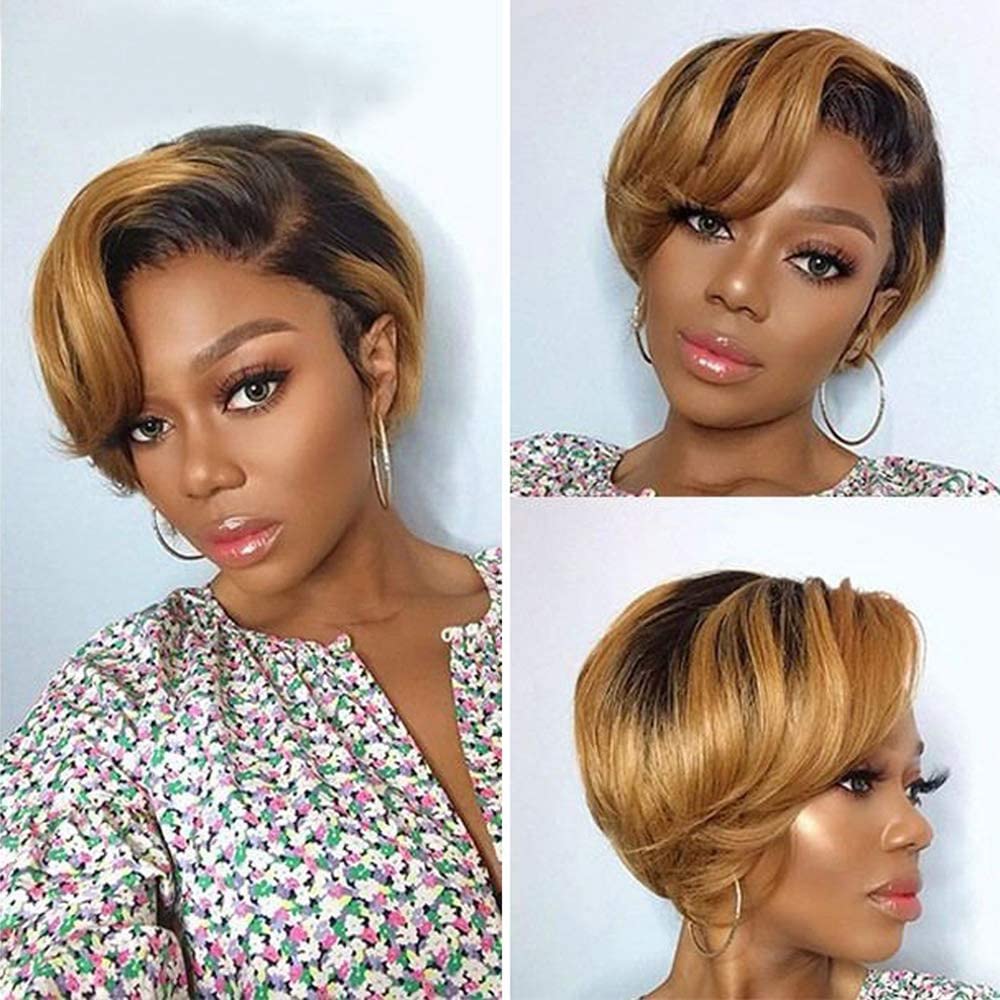 Sexy Pixie Cut Lace Front Wigs Human Hair 0T30 Color 13x4x1 Short Bob Wigs Straight for Black Women - Perfect for Daily Wear, Cosplay & Special Occasions