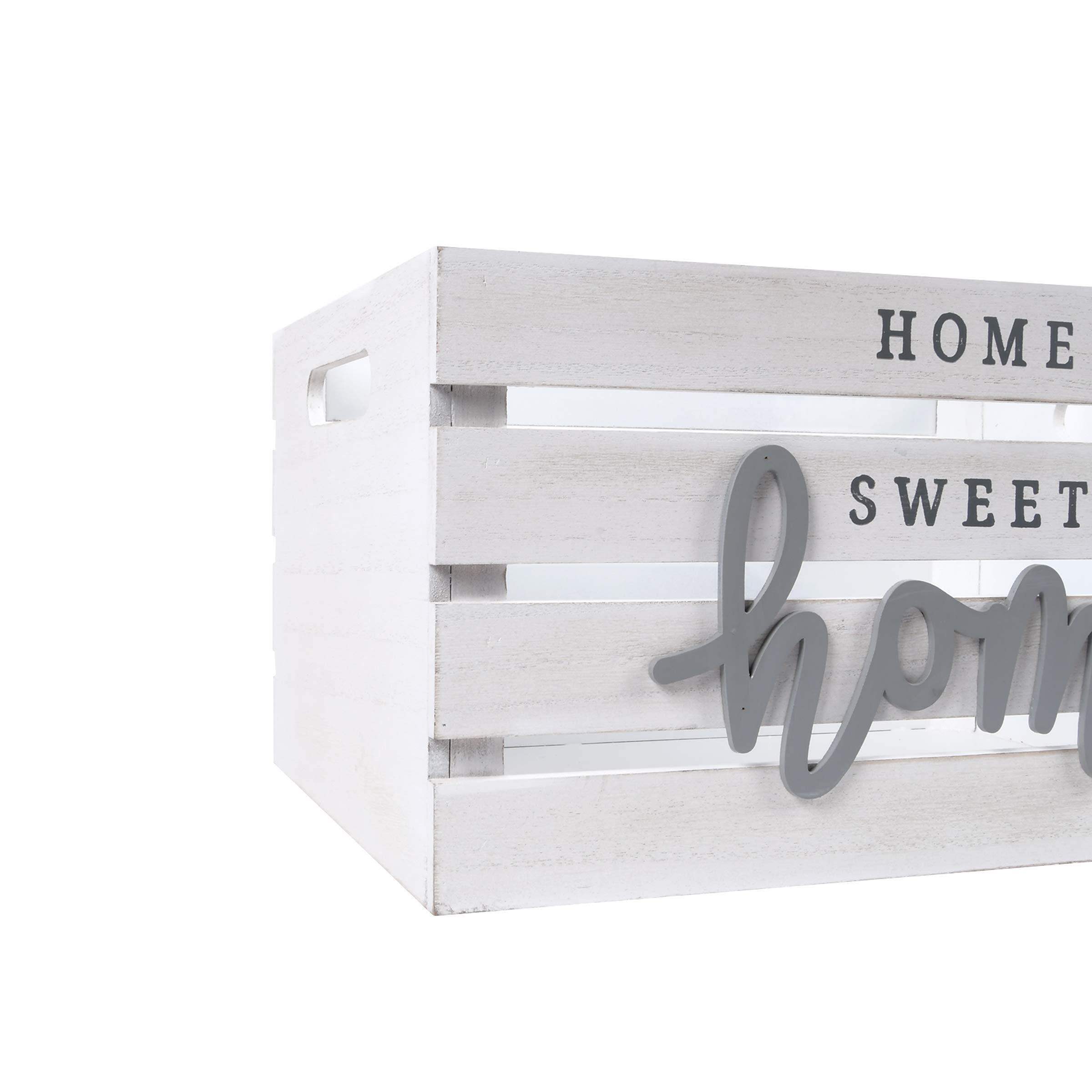 Prinz White Wash Rustic Wooden Nesting Bins Set of 3 - 13.4 x 9.5 x 7 Inches Farmhouse Home Storage Crates for Organizing Bedroom, Bathroom & Kitchen Decor