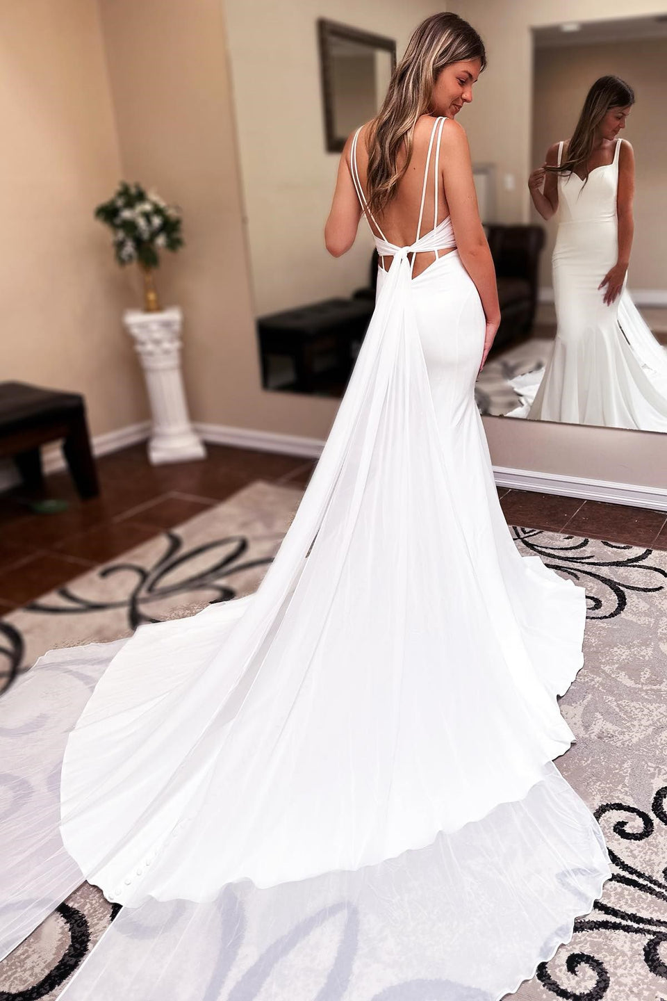 Elegant Long Chiffon Boho Wedding Dress with Sweetheart Neckline & Backless Design - Perfect for Summer Beach Weddings, Boho Chic Bridal Gowns, and Romantic Outdoor Ceremonies