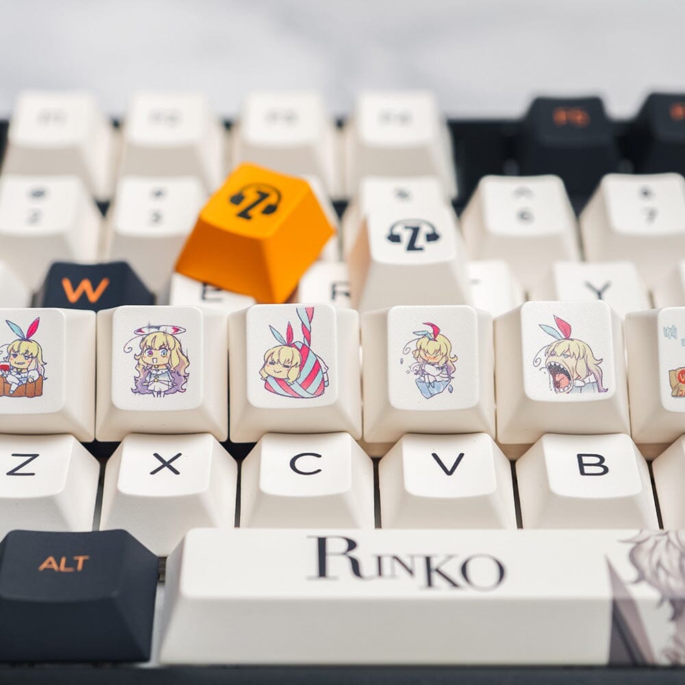 Z Review Rinko Touch Cherry Profile Keycaps Set - PBT Dye-Sub Keycap Set for Mechanical Keyboards (87/104/108 Keys) - Perfect for Gaming, Typing & Office Work