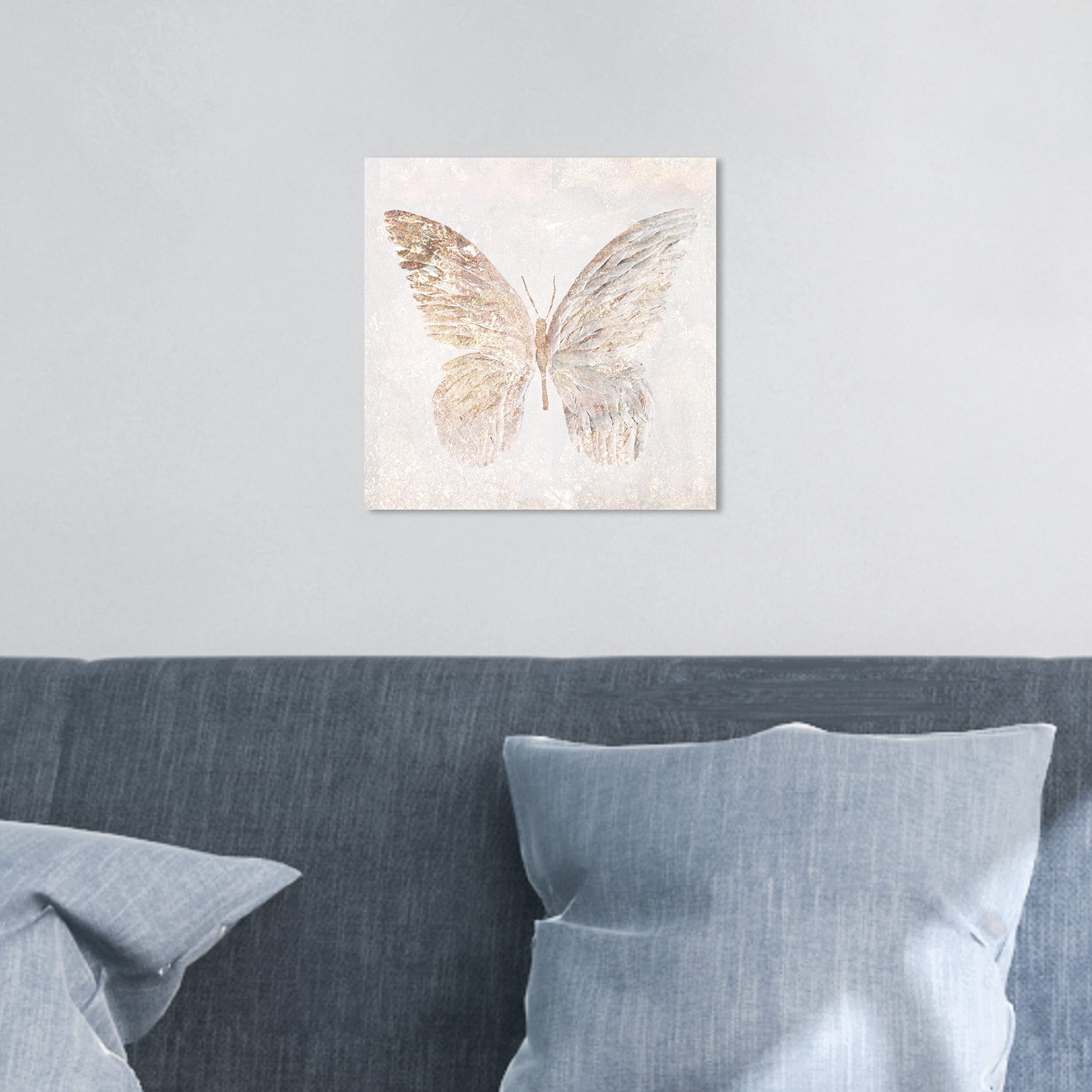 Golden Butterfly Glimmer Canvas Wall Art Print - 12x12 Inches Modern Animal Home Decor by Oliver Gal Artist Co | Perfect for Living Room, Bedroom & Office Decorations