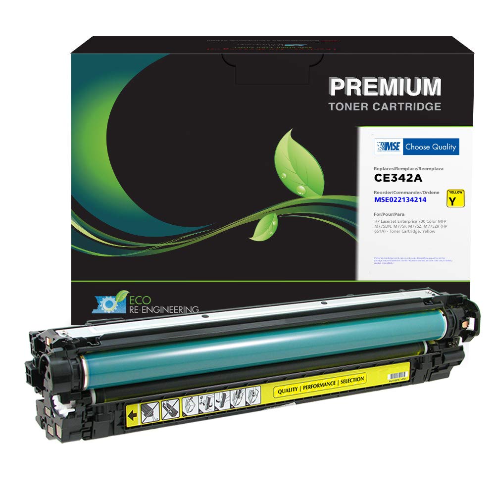 MSE Remanufactured Toner Cartridge CE342A Replacement for HP 651A - High Yield Yellow Ink | Compatible with HP Printers for Office & Home Use