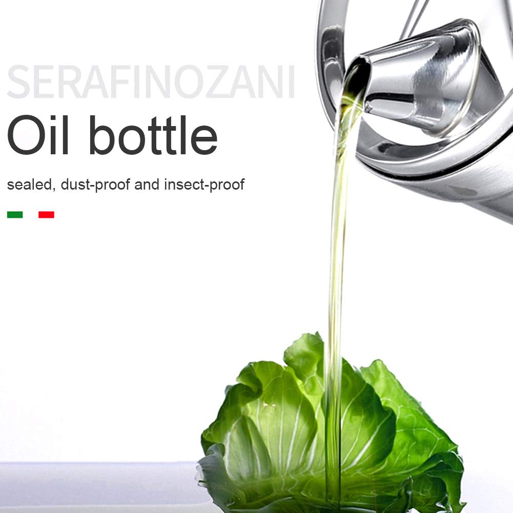 Stainless Steel Olive Oil Dispenser Bottle - 550ML Leakproof Kitchen Oil Container with Lid - Perfect for Cooking, Salad Dressing & BBQ - Durable Oil Storage Bottle for Home & Restaurant Use