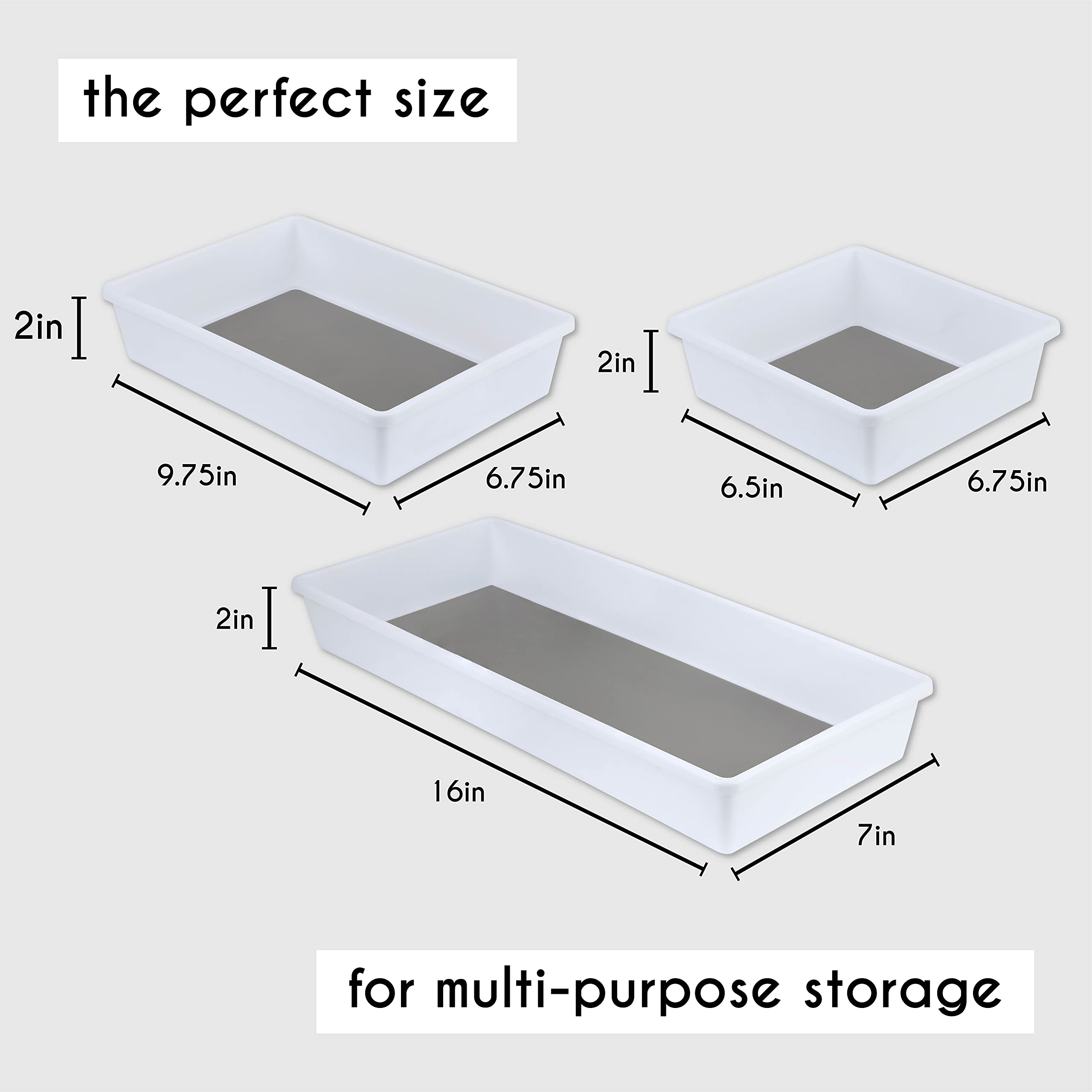 3-Size Drawer Organizers Set - Perfect for Office, Kitchen, Desk & Junk Drawer Storage | Space-Saving Organization Trays for Utensils, Stationery & Small Items