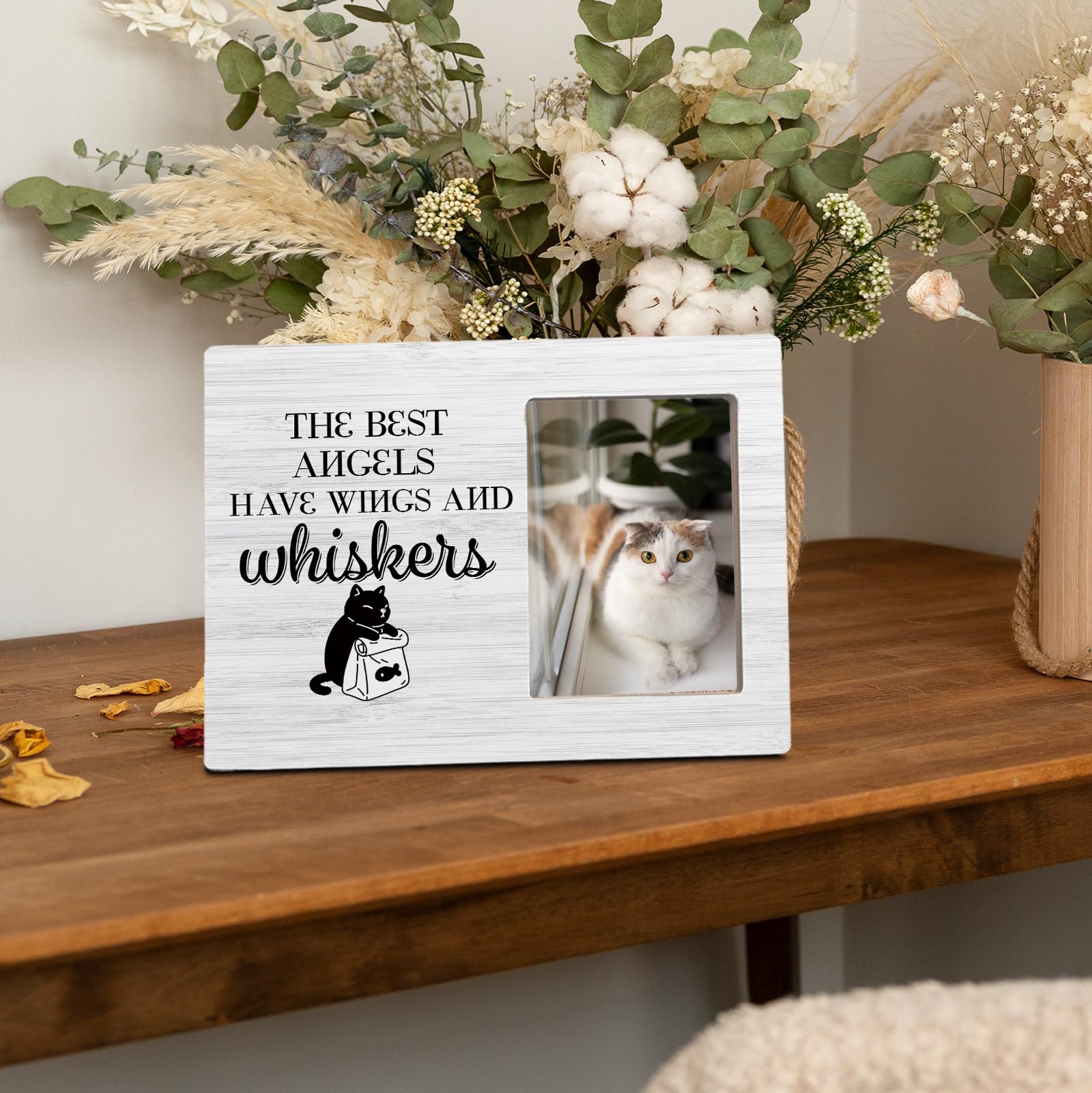 HIWX Cat Memorial Picture Frame - 4x6 Pet Remembrance Photo Frame for Cats | Sympathy Gift for Cat Lovers | Perfect for Home Memorial Display & Pet Loss Comfort