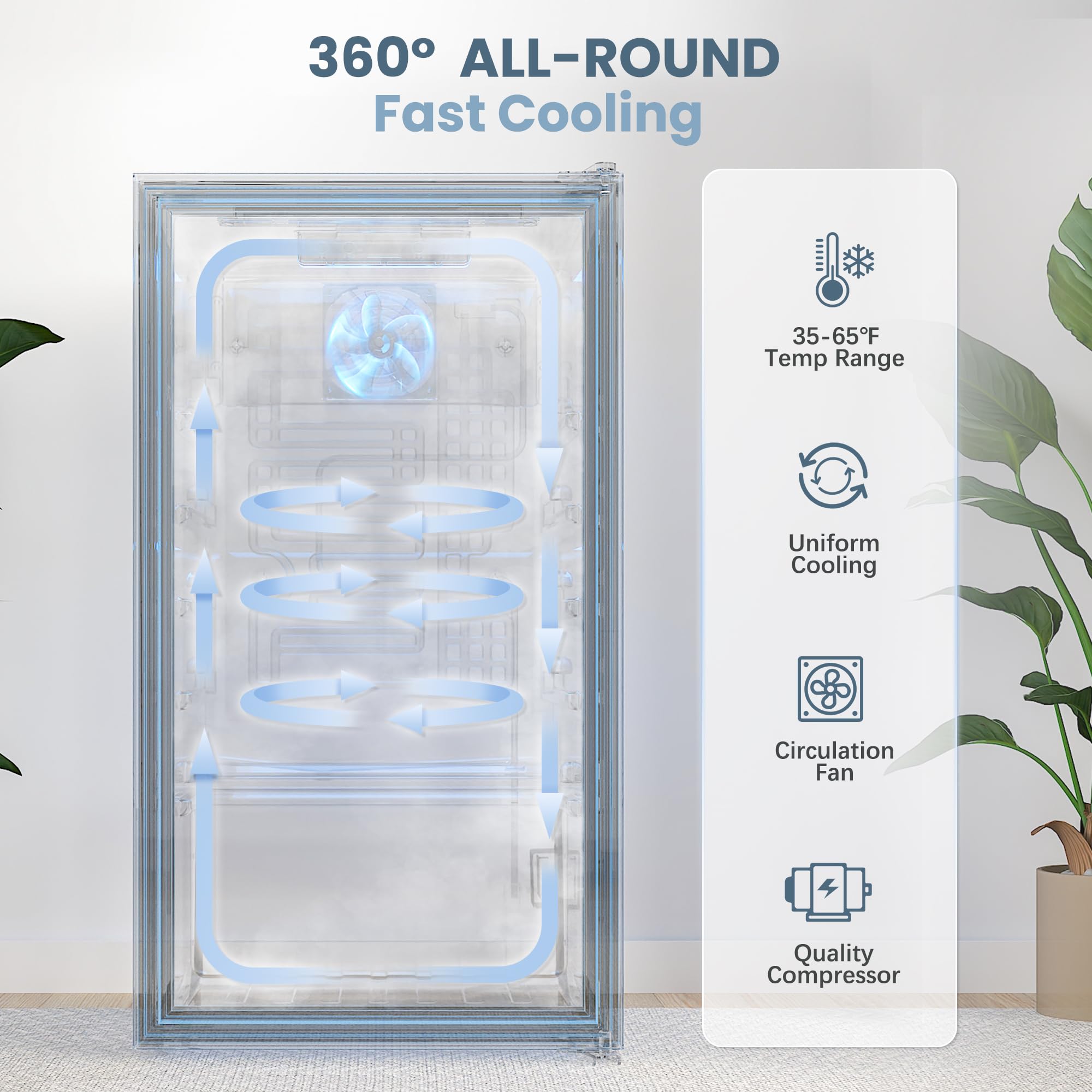 Compact 3.2 Cu.Ft Beverage Refrigerator with Glass Door - Adjustable Shelves & Digital Temperature Control for Wine, Beer, Soda - Perfect for Home Bar, Office, Dorm or Kitchen (Silver)