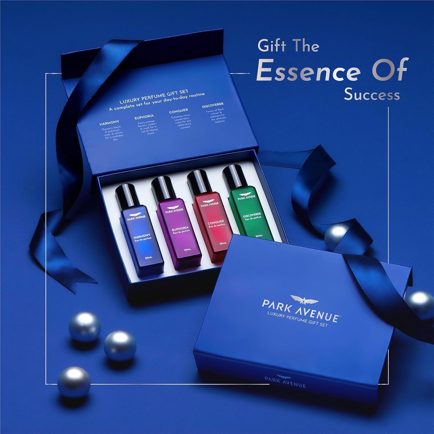 Park Avenue Luxury Perfume Gift Set for Men - 4x20ml Eau De Parfum (Euphoria, Conquer, Harmony & Discoverer) | Premium Fragrance for Corporate Professionals | Perfect for Office, Business Meetings & Special Occasions