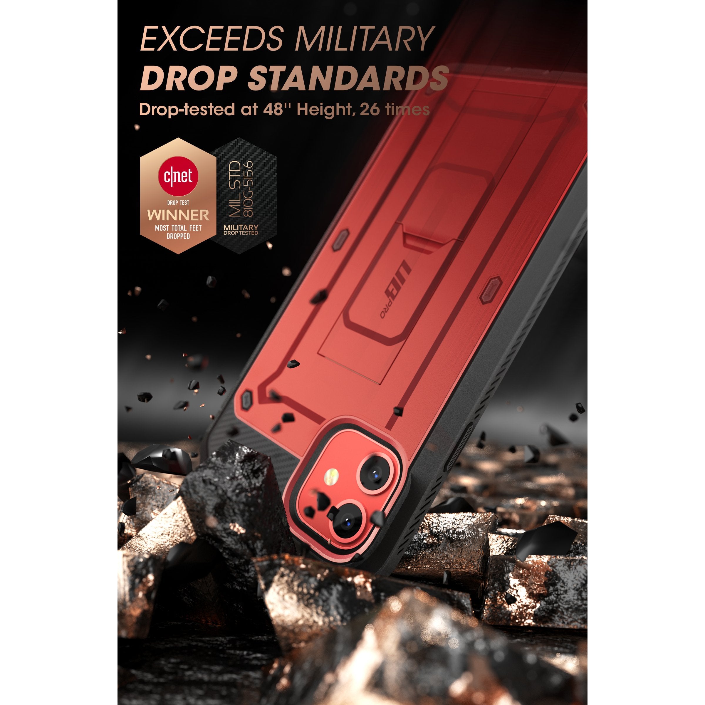 iPhone 11 6.1 Inch Unicorn Beetle Pro Rugged Case - Shockproof & Drop Protection - Metallic Red (Open Box) - Perfect for Outdoor Activities, Construction Work & Extreme Sports