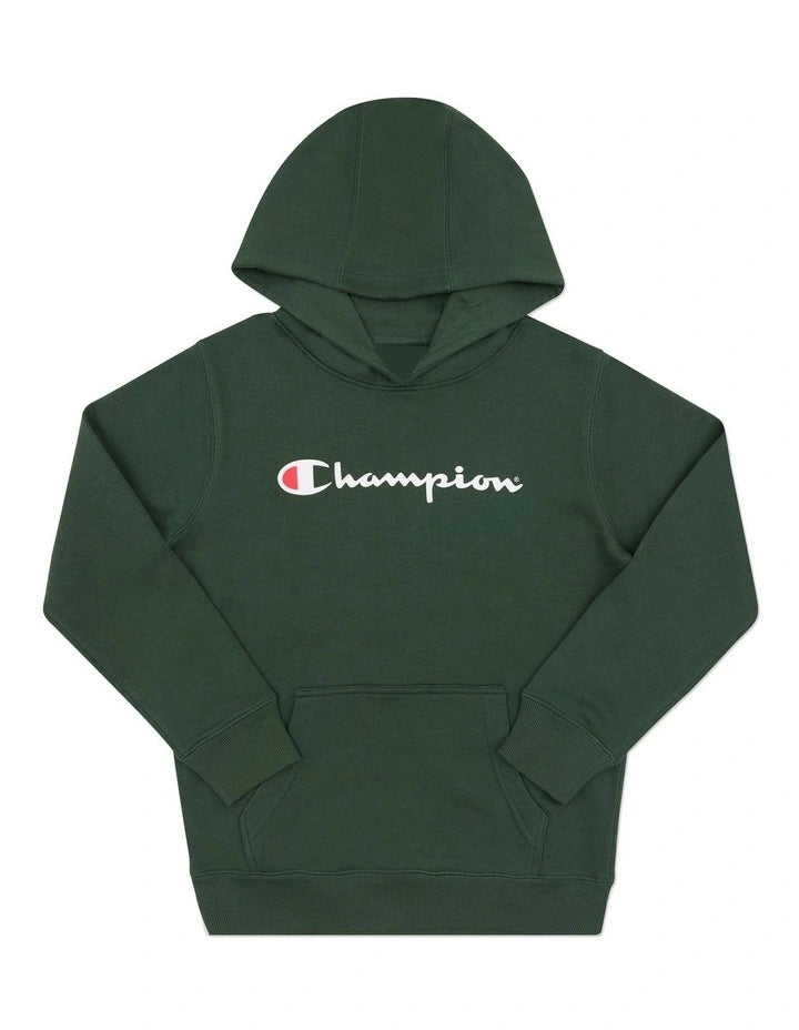 Champion Script Green Hoodie for Men & Women - Soft Cotton Pullover Sweatshirt for Casual Wear, Gym, and Street Style