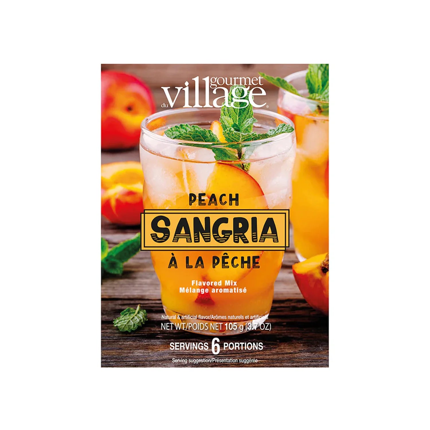 Gourmet Du Village Peach Sangria Mix - Premium Cocktail Drink Mix for Parties, Summer Gatherings & Relaxing Evenings | Easy to Make, Refreshing Flavor